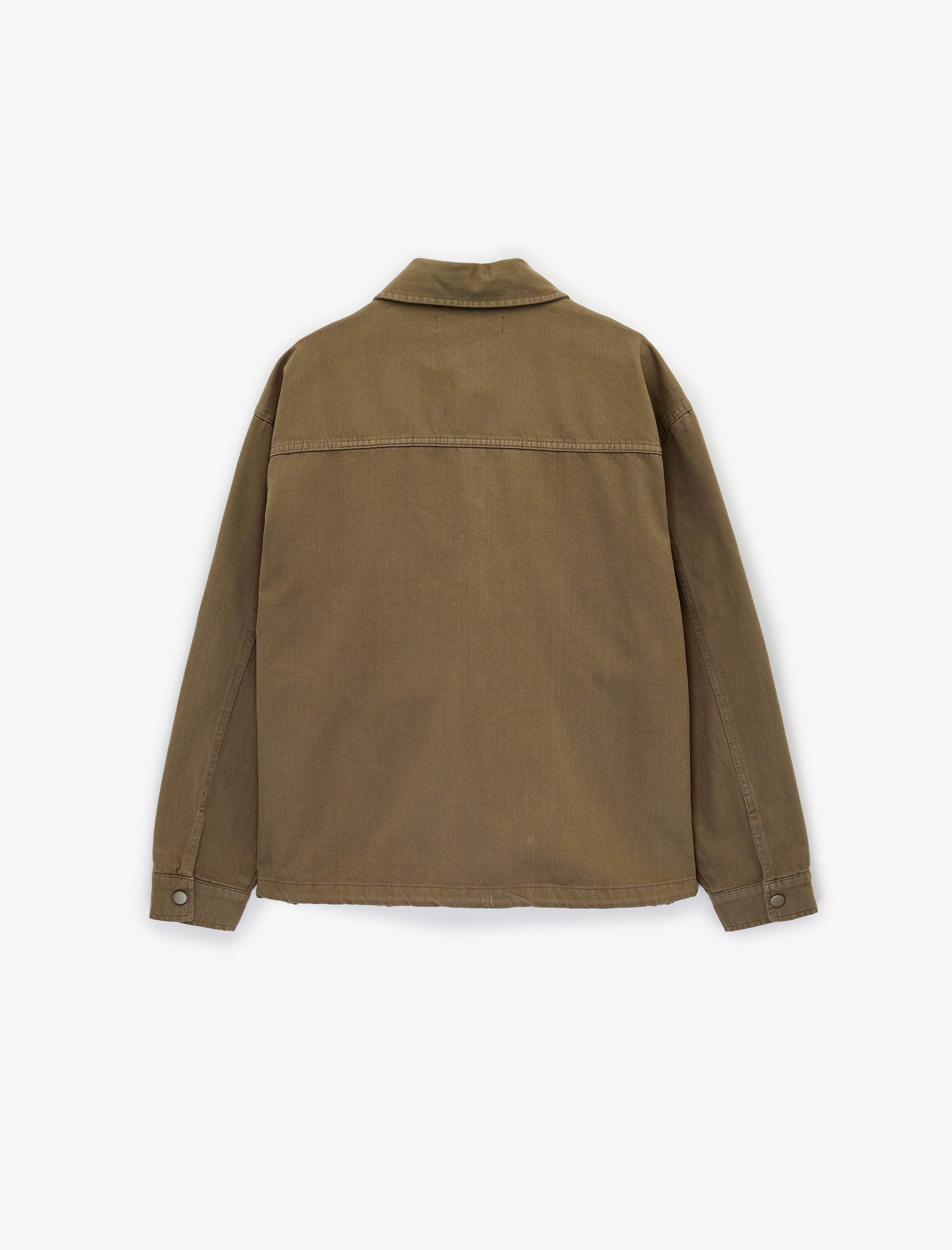   Uzun Kollu Pamuklu Gömlek Yaka Cepli Düğmeli Oversize Jean Ceket