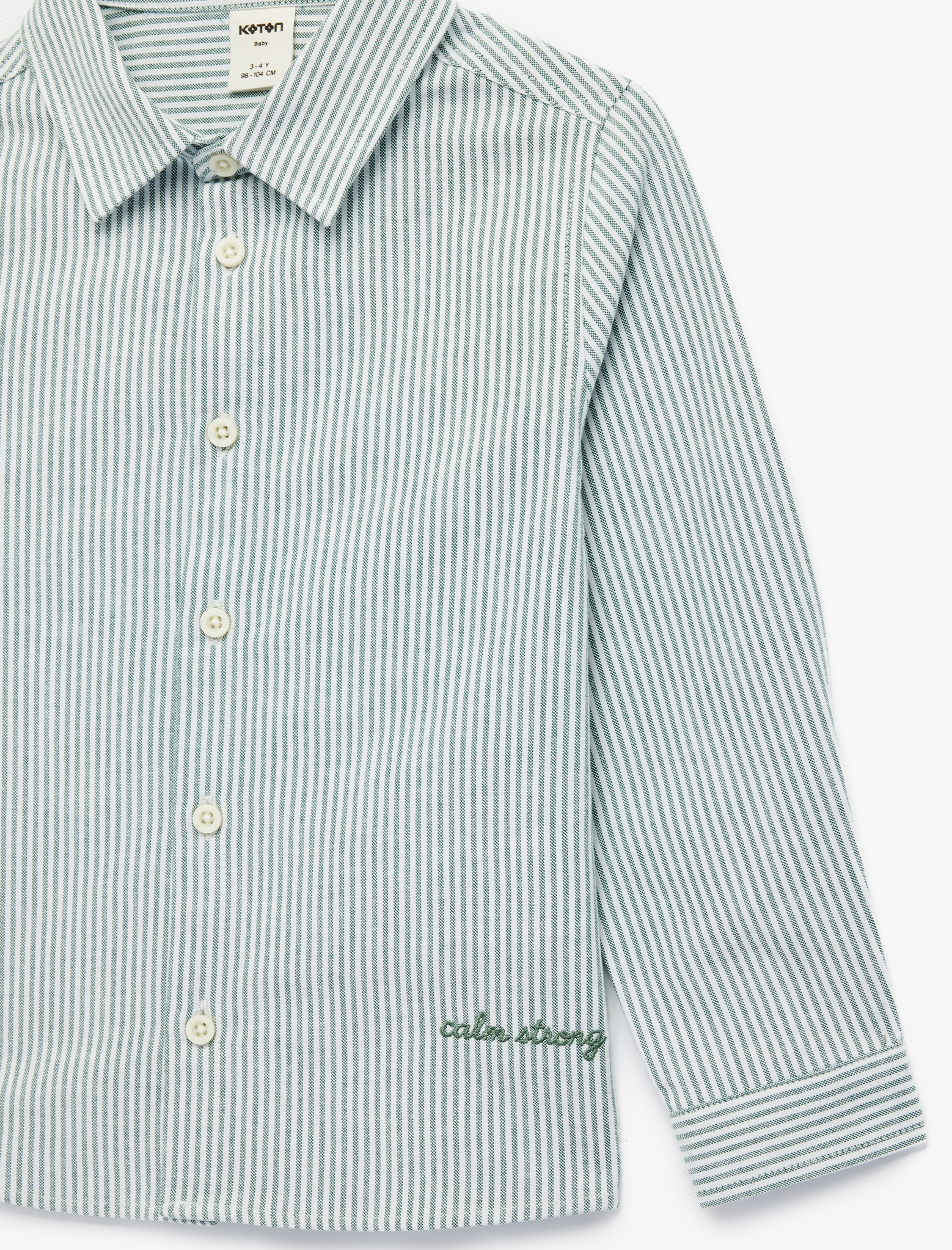  Erkek Bebek Pamuklu Uzun Kollu Klasik Yaka Çizgili Gömlek