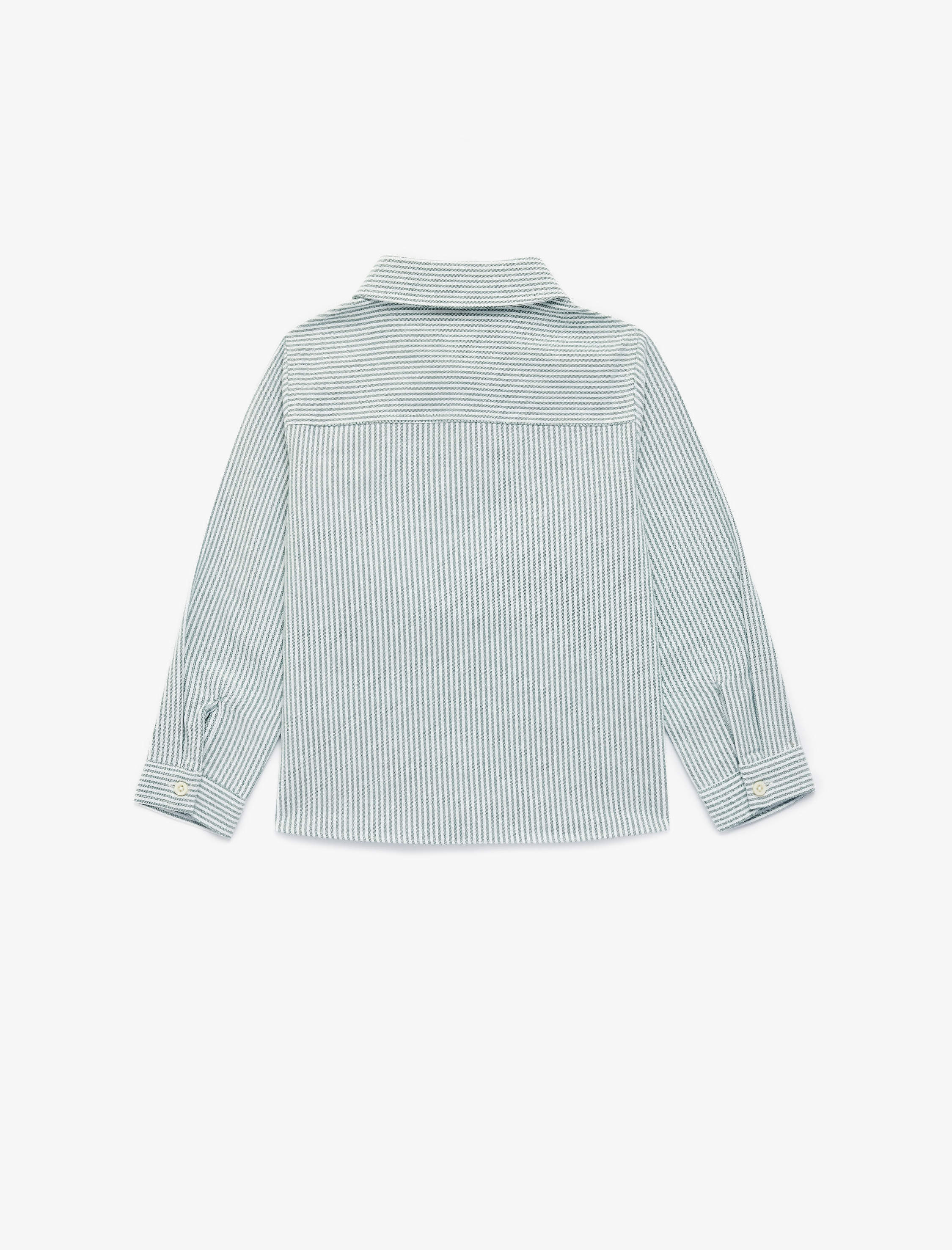  Erkek Bebek Pamuklu Uzun Kollu Klasik Yaka Çizgili Gömlek