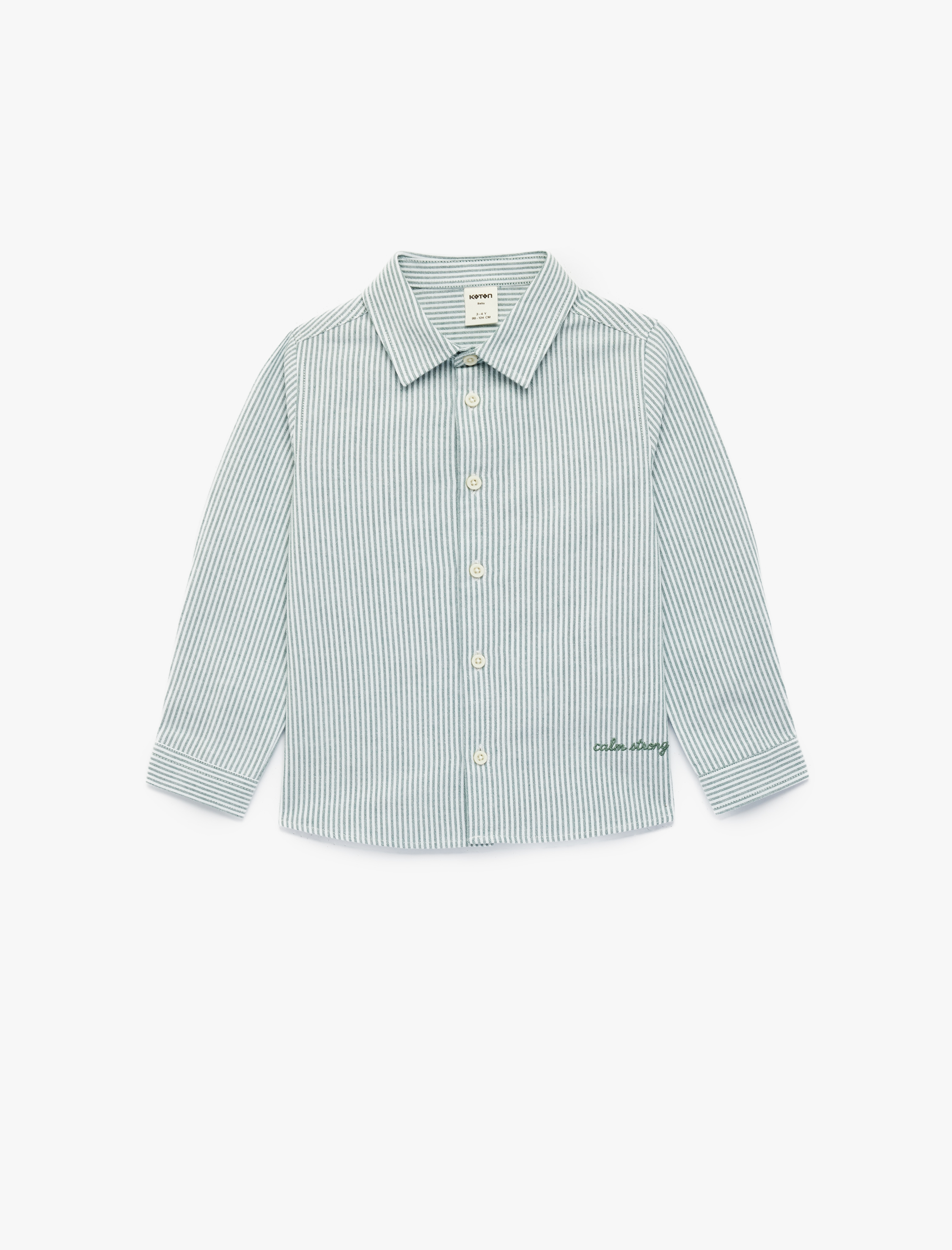  Erkek Bebek Pamuklu Uzun Kollu Klasik Yaka Çizgili Gömlek