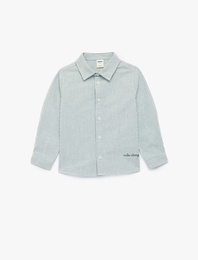 Pamuklu Uzun Kollu Klasik Yaka Çizgili Gömlek