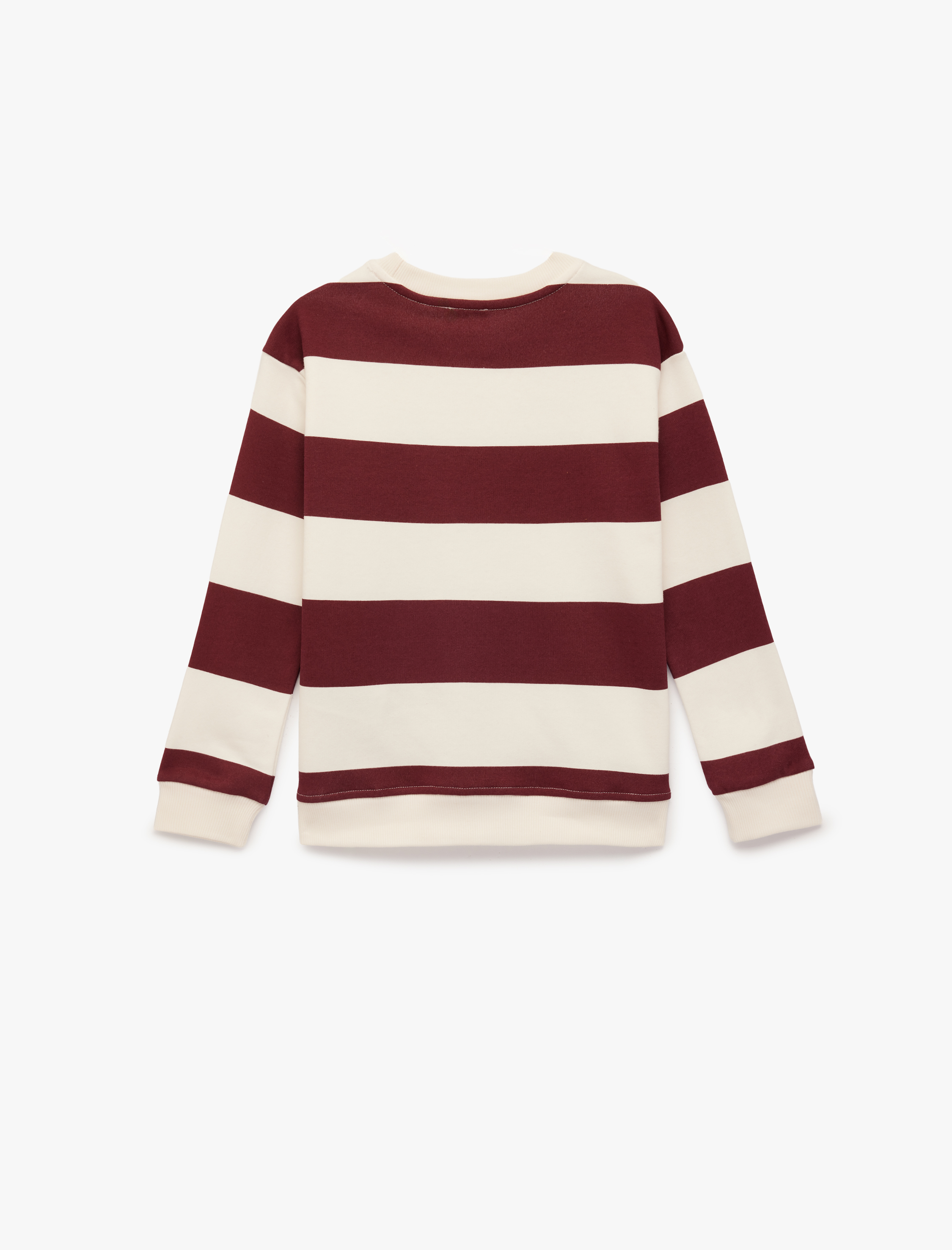  Erkek Çocuk Baskılı Uzun Kollu Bisiklet Yaka Çizgili Sweatshirt