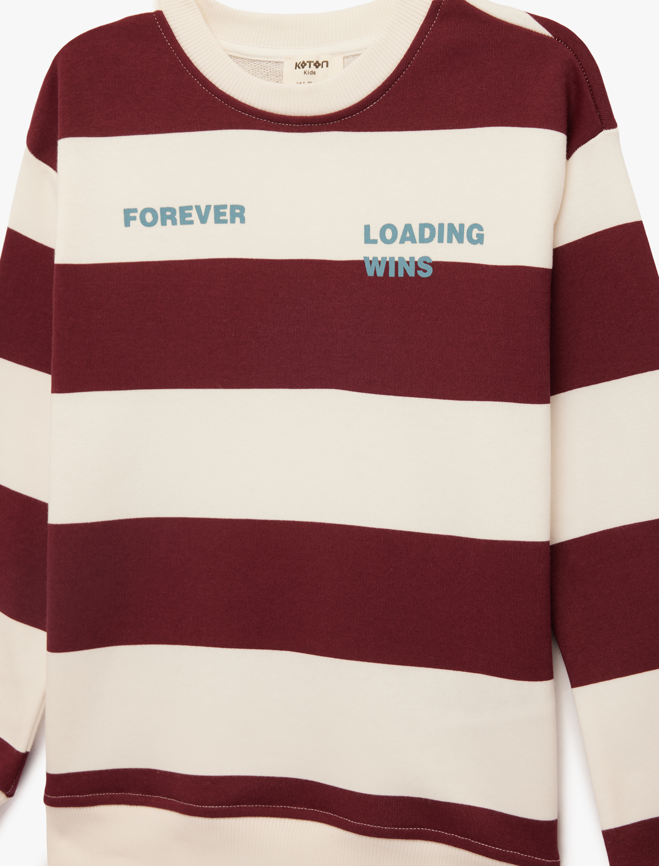  Erkek Çocuk Baskılı Uzun Kollu Bisiklet Yaka Çizgili Sweatshirt