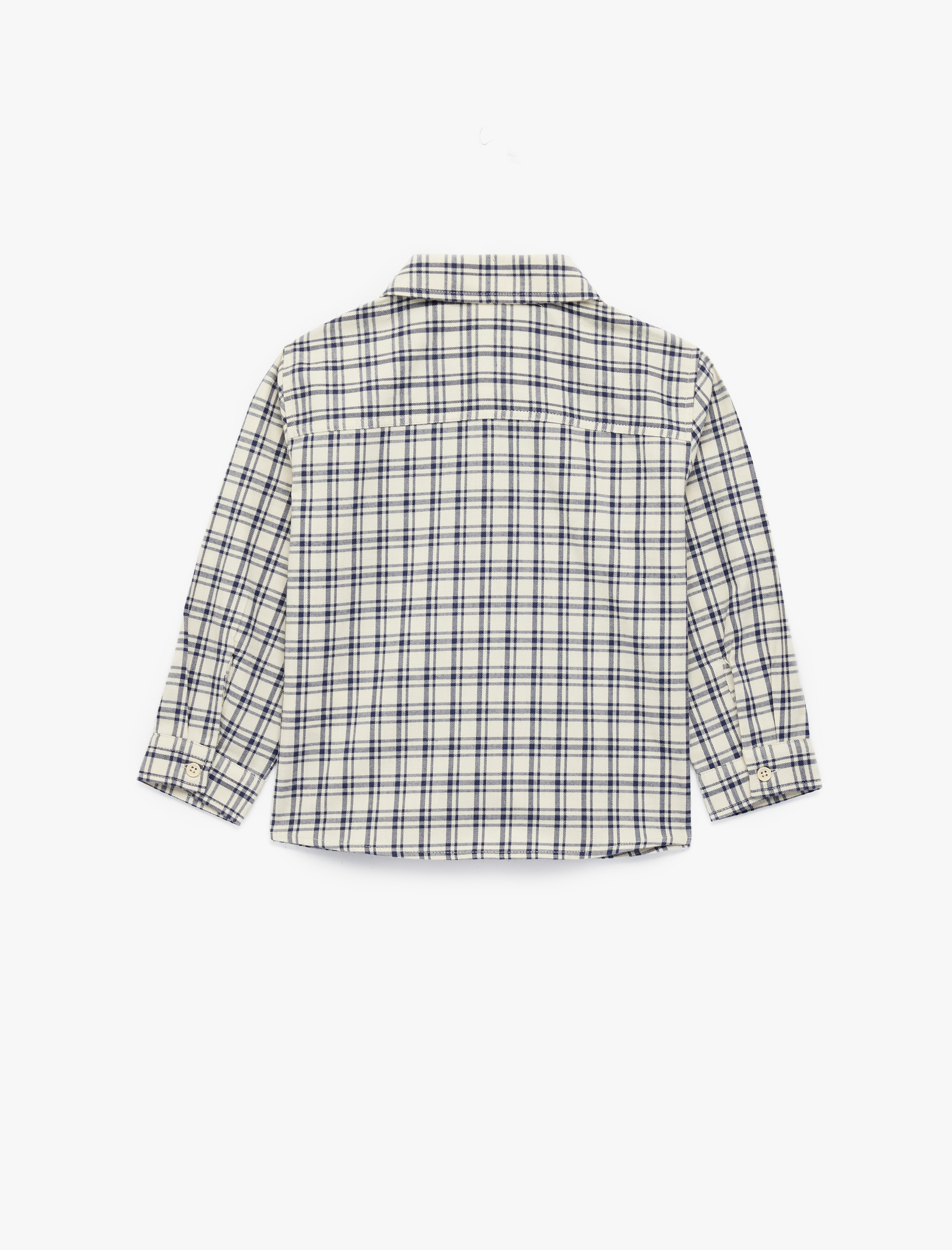  Erkek Bebek Pamuklu Uzun Kollu Klasik Yaka Nakışlı Ekoseli Gömlek