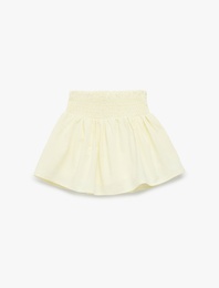 Viskon Karışımlı Pamuklu  Gipe Detaylı A Kesim Yüksek Bel Pileli Etek