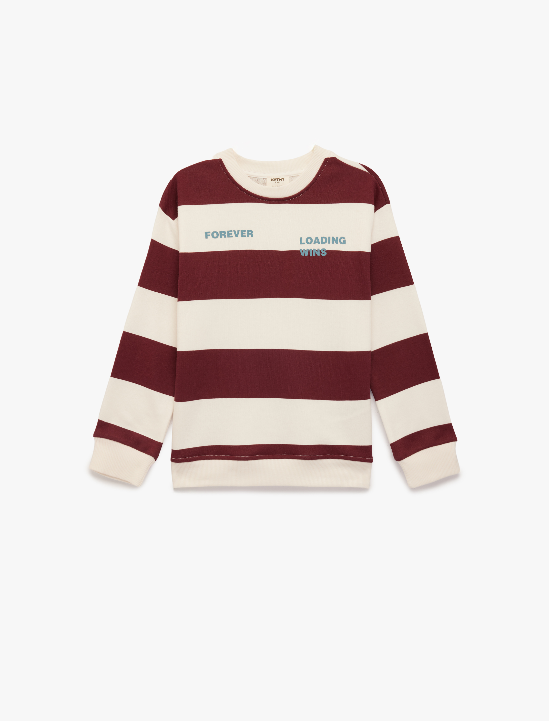  Erkek Çocuk Baskılı Uzun Kollu Bisiklet Yaka Çizgili Sweatshirt