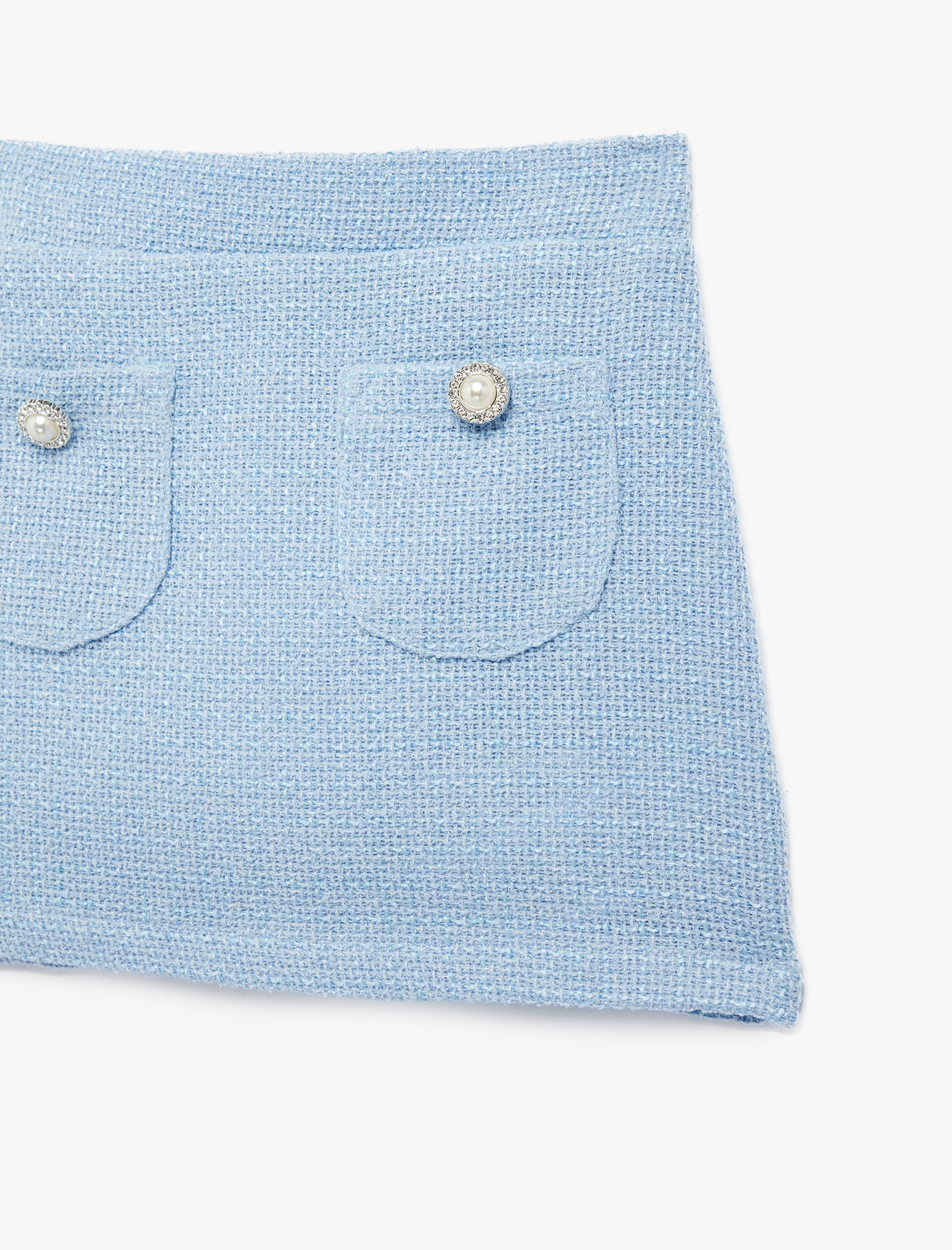  Kız Bebek İnci Düğmeli Cepli A Kesim Tüvit Etek