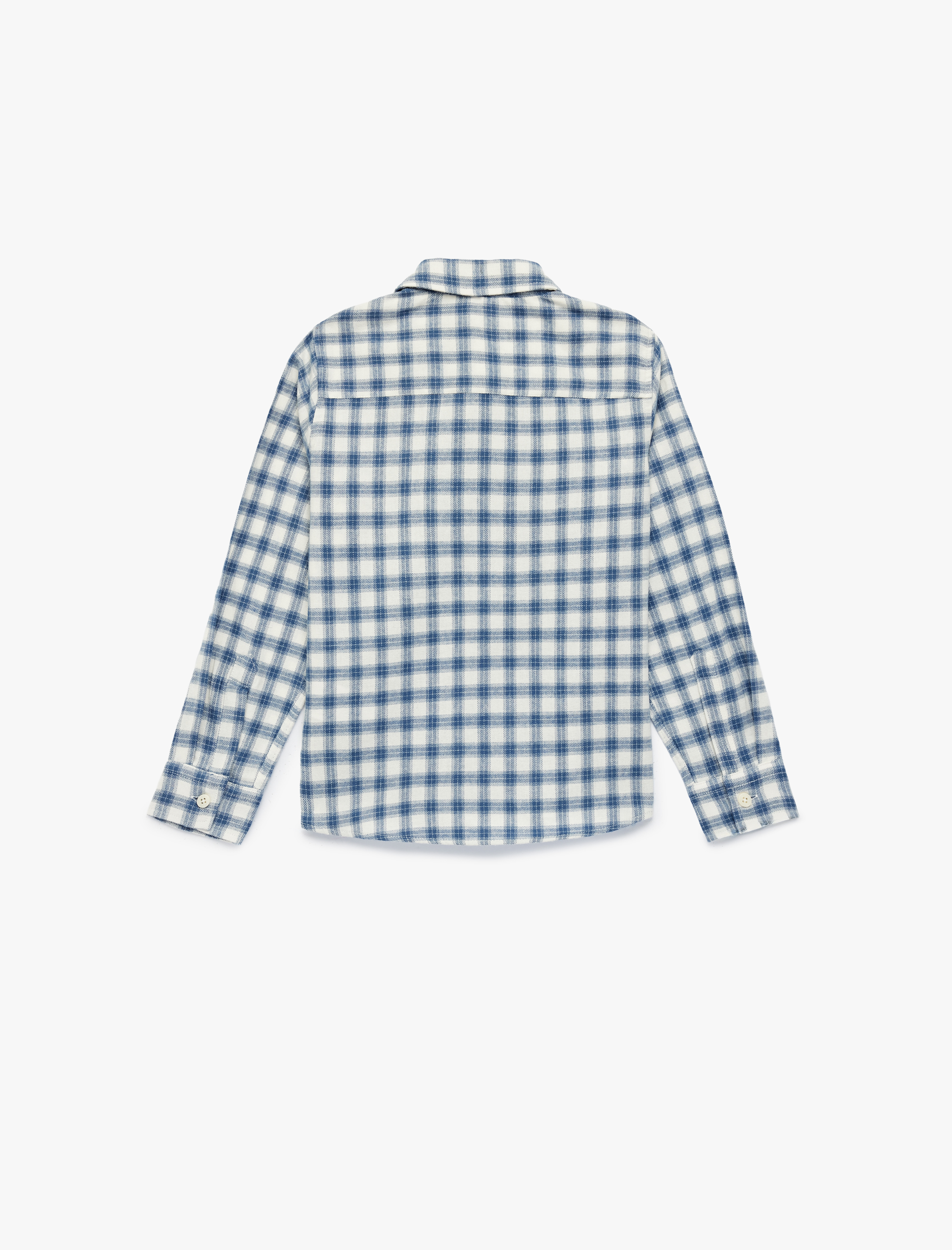  Erkek Çocuk Düğmeli Uzun Kollu Pamuklu Cep Detaylı Ekoseli Gömlek