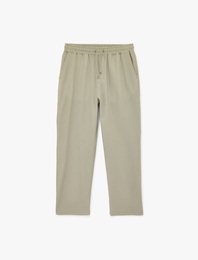 Regular Fit Cepli Krinkıl Beli Bağcıklı Chino Pantolon