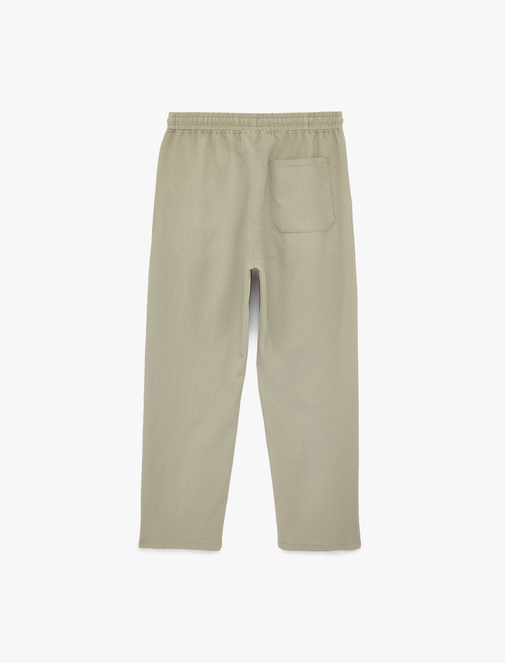  Regular Fit Cepli Krinkıl Beli Bağcıklı Chino Pantolon