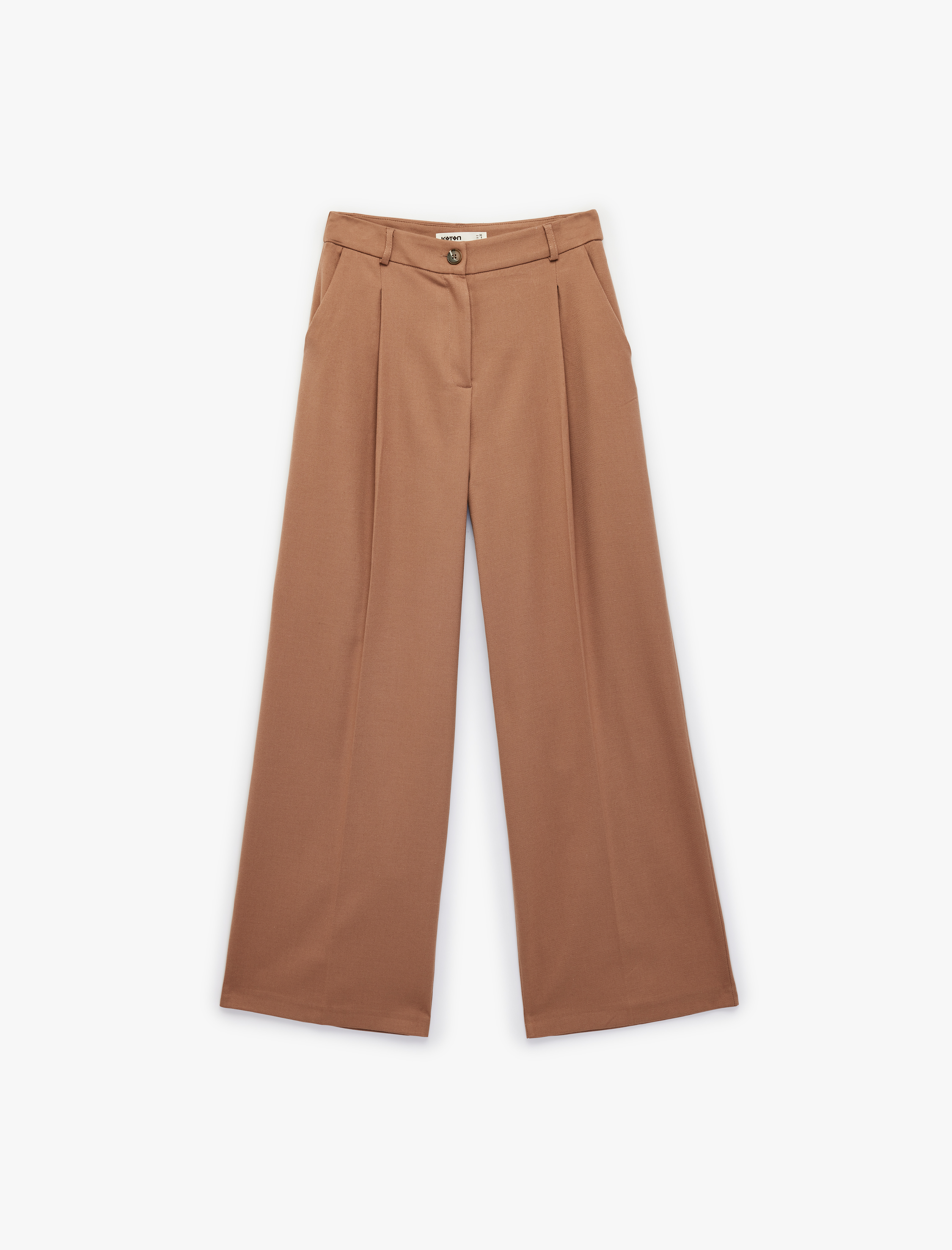   Pileli Cep Detaylı Geniş Paça Palazzo Pantolon