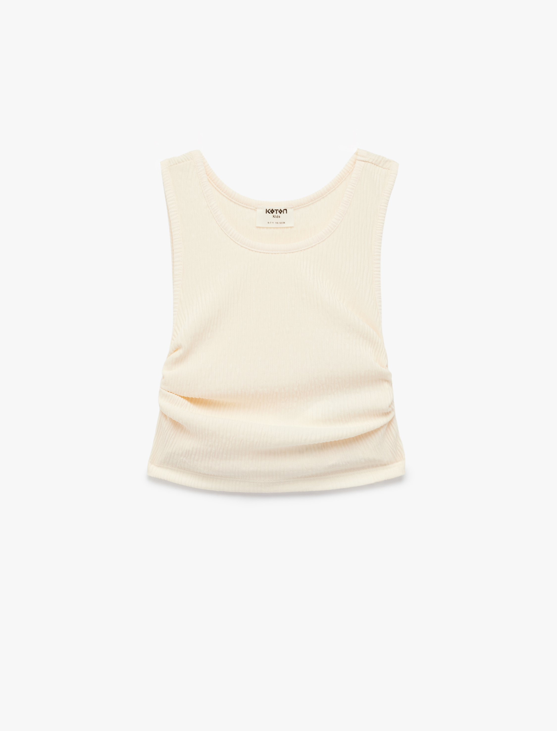  Kız Çocuk Büzgülü Kolsuz Bisiklet Yaka Crop Bluz