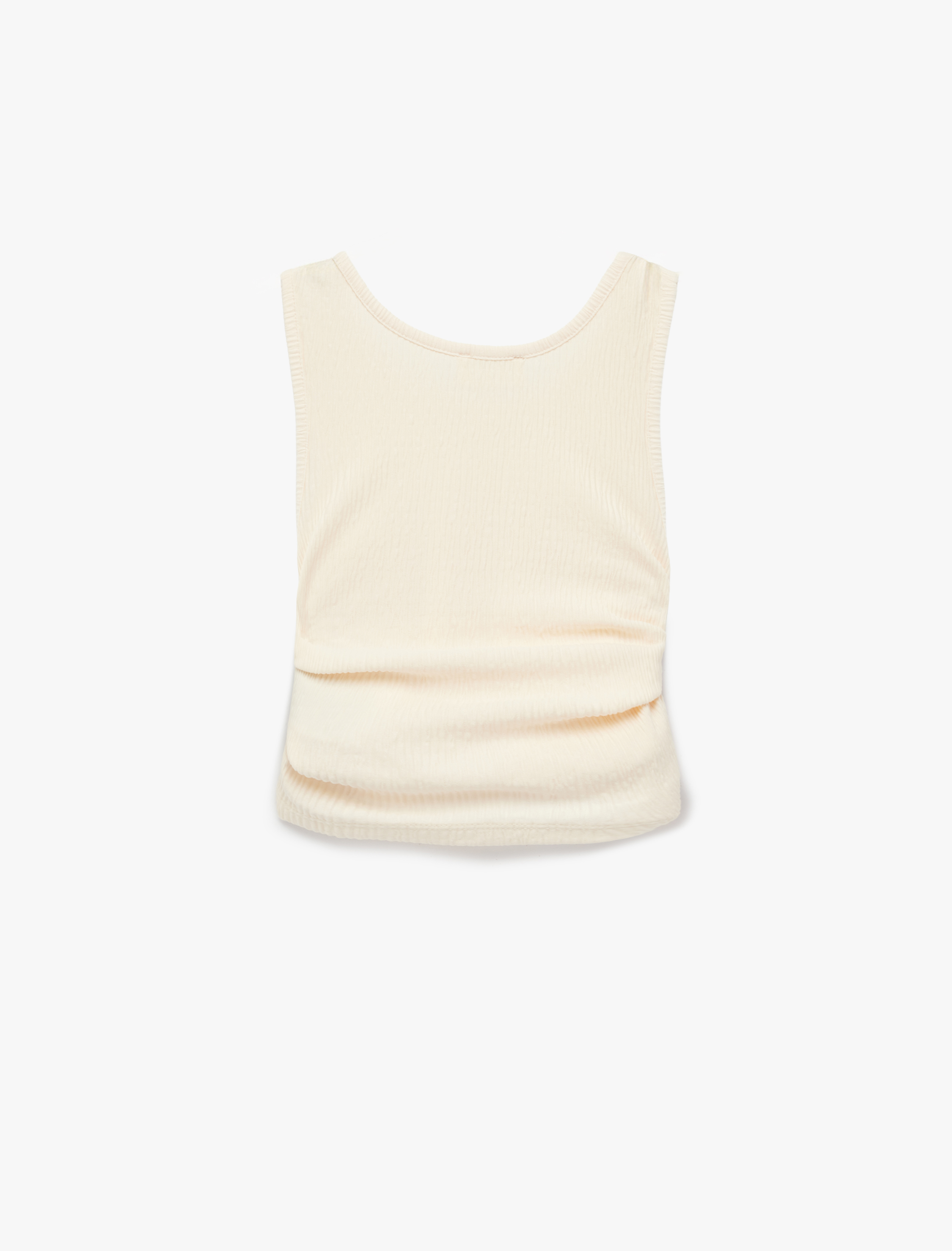  Kız Çocuk Büzgülü Kolsuz Bisiklet Yaka Crop Bluz