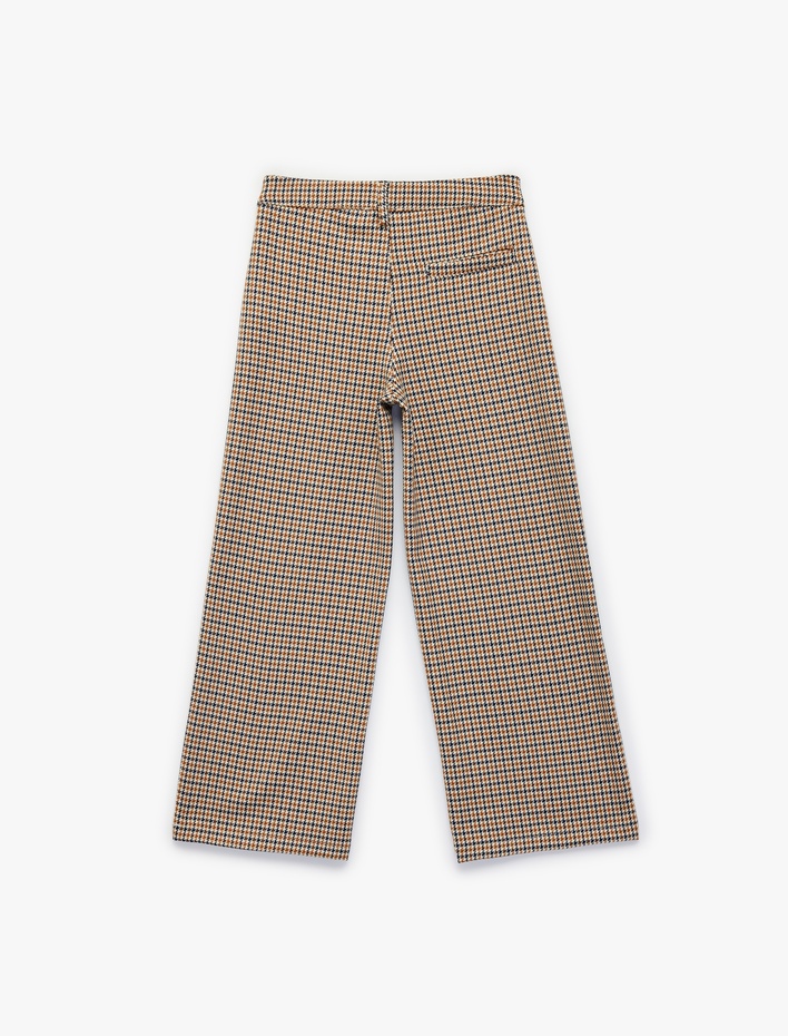 Kız Çocuk Yüksek Bel Viskon Karışımlı Geniş Paça Pantolon