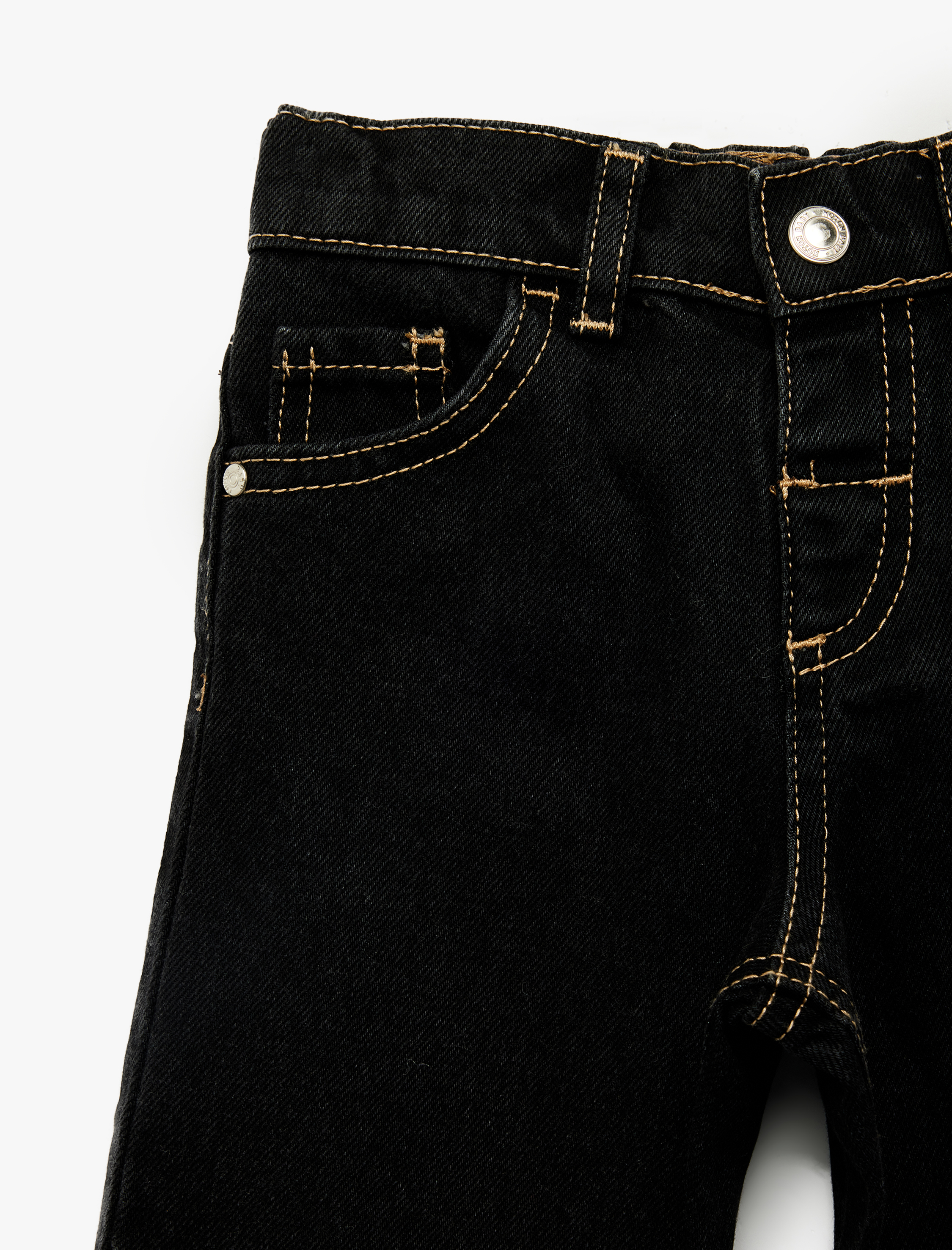  Erkek Bebek Pamuklu Beli Lastikli Düğmeli Relax Fit Denim Pantolon