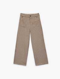 Yüksek Bel Viskon Karışımlı Geniş Paça Pantolon