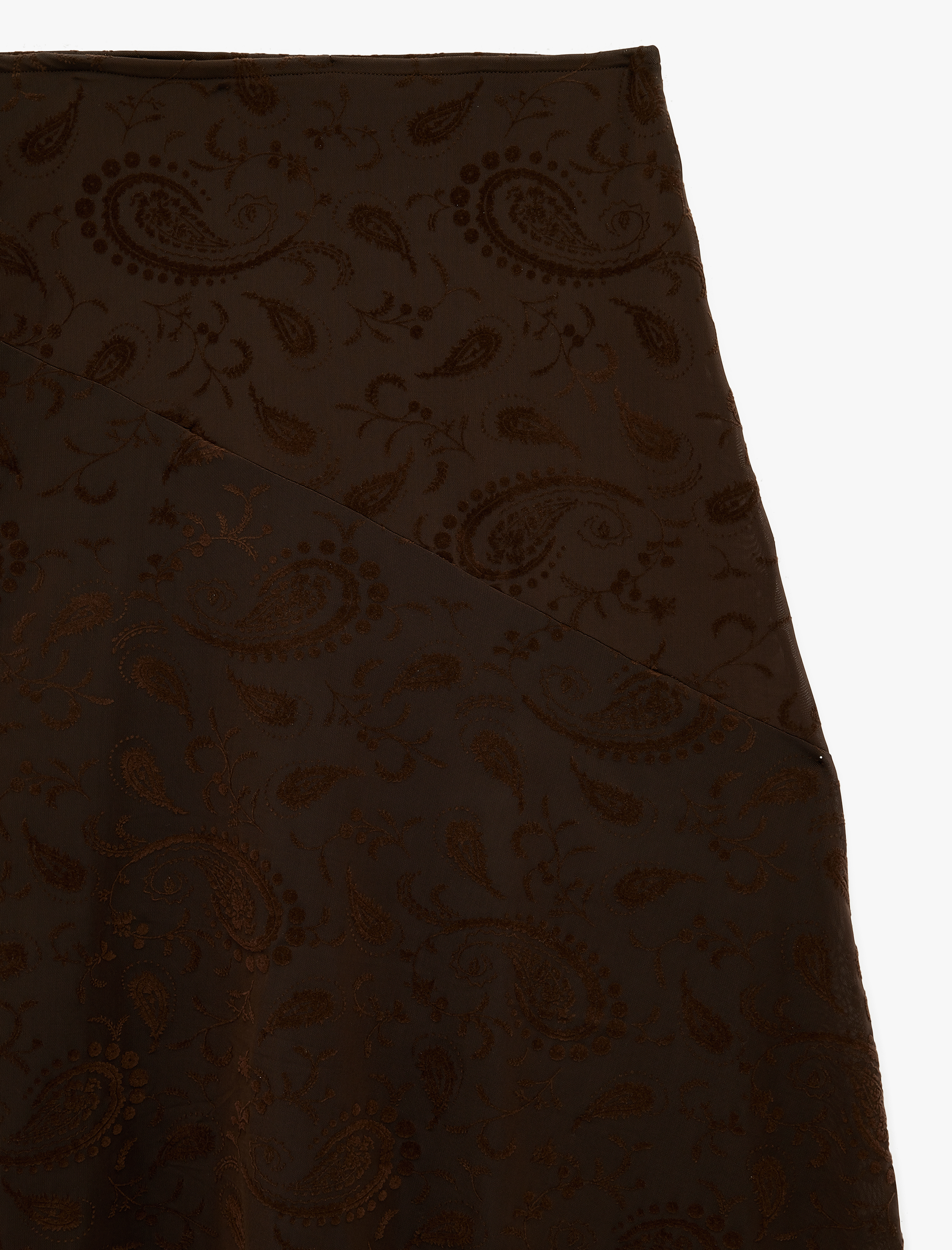   Şal Desenli Asimetrik Midi Etek