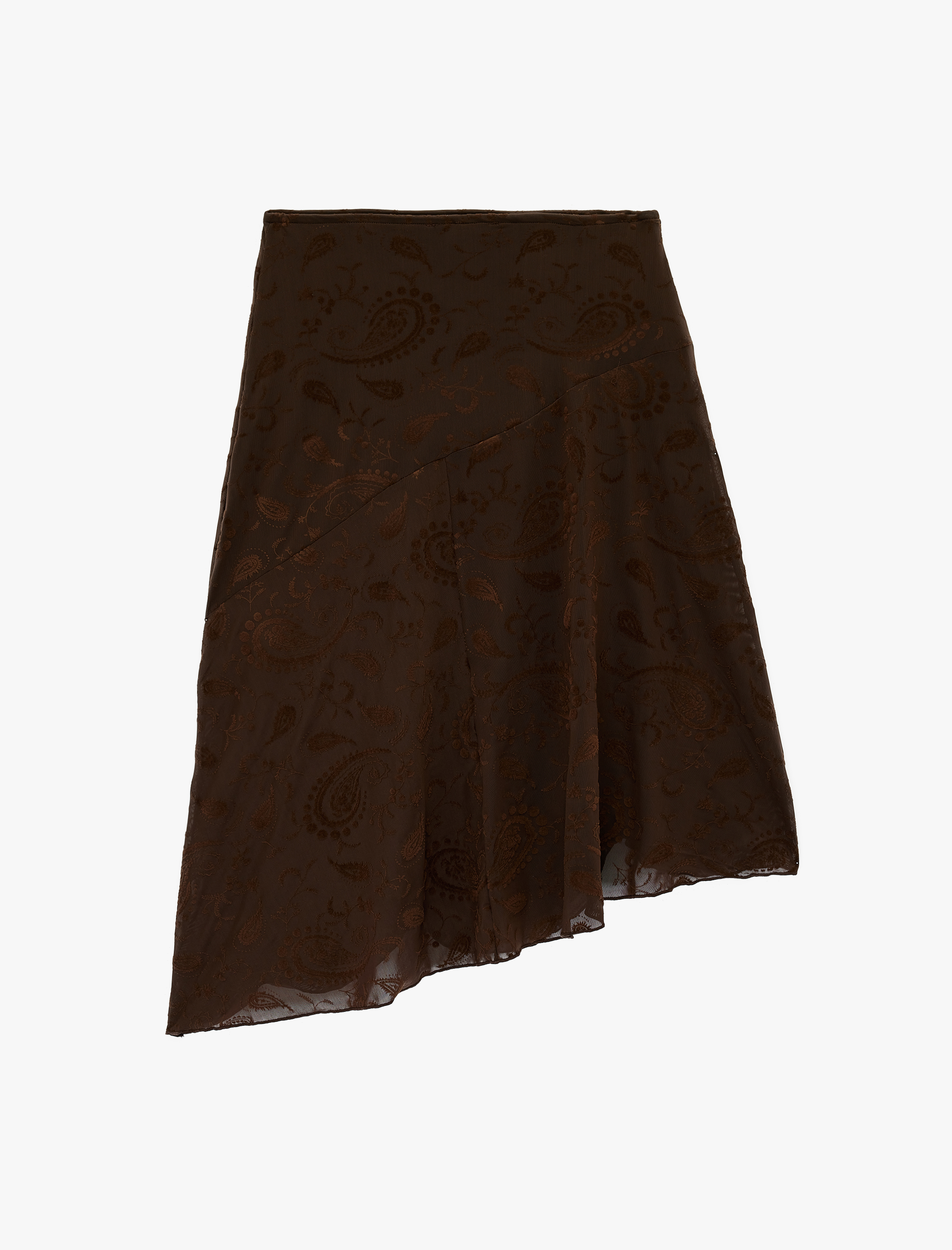   Şal Desenli Asimetrik Midi Etek