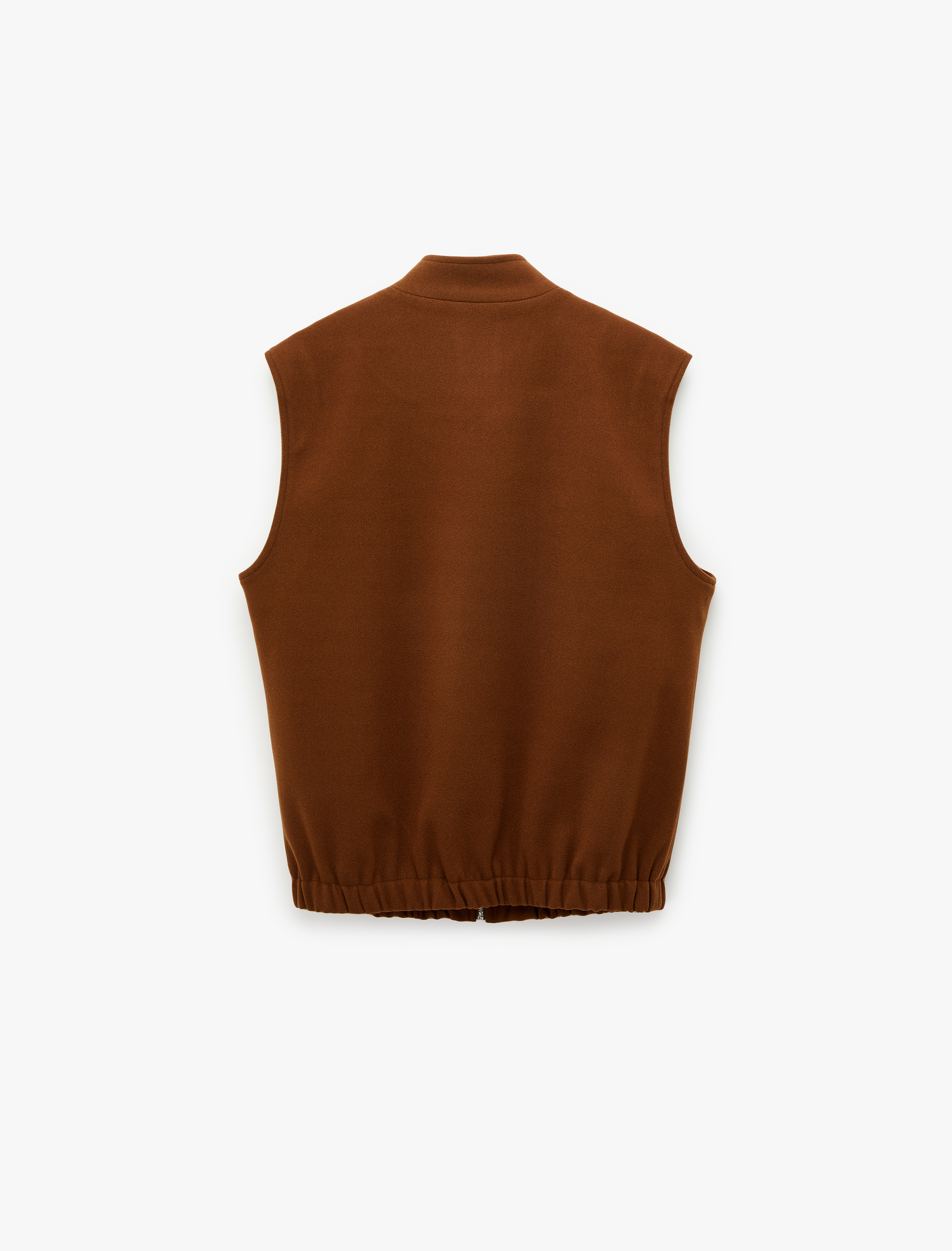   Kolsuz Cepli Hakim Yaka Fermuarlı Kaşe Yelek