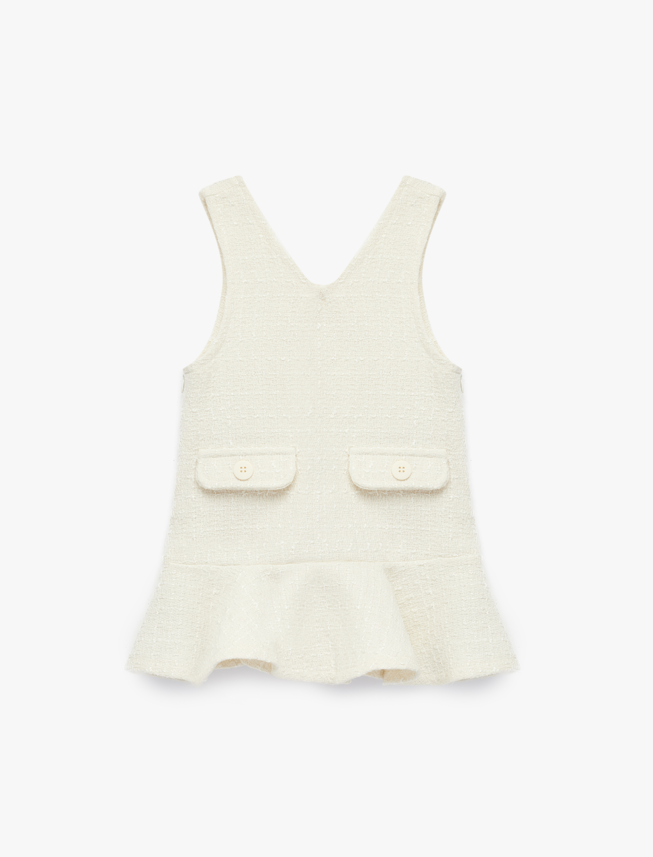  Kız Bebek Cep Detaylı Kolsuz V Yaka Jile Elbise