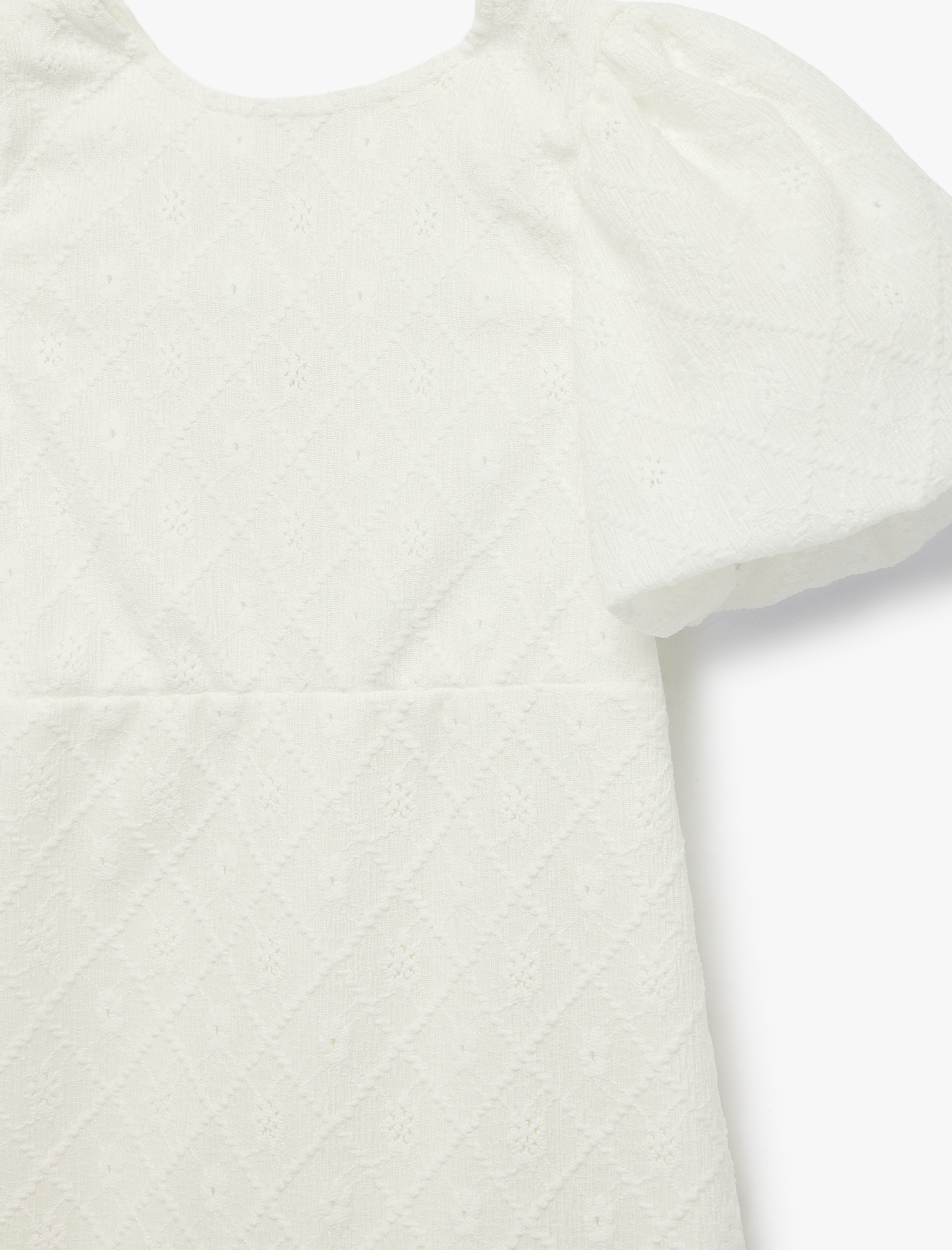  Kız Çocuk Fiyonk Detaylı Bisiklet Yaka Pencere Detaylı Gipeli Kısa Kollu Elbise