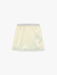 Beli Lastikli Pullu Payetli Etek