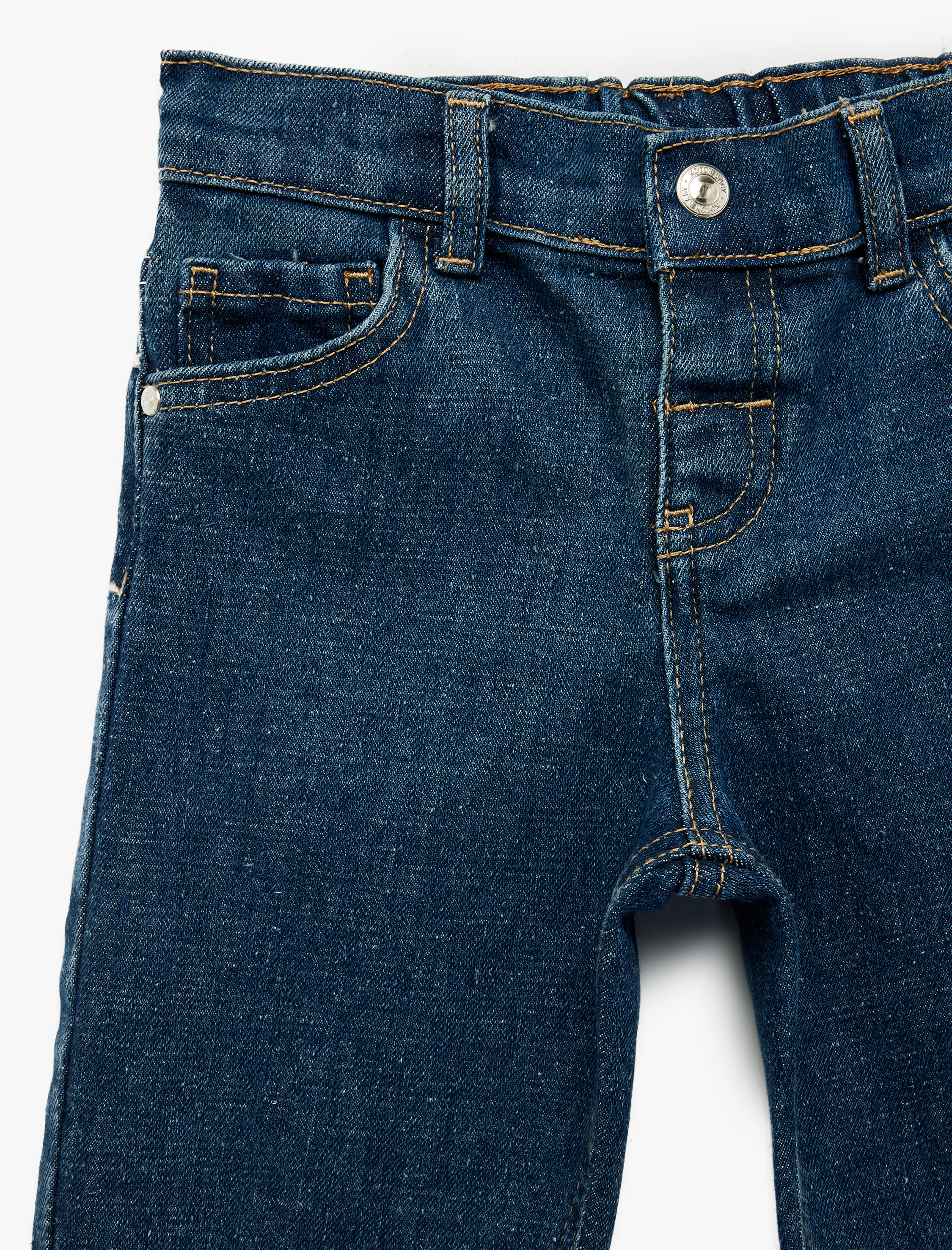  Erkek Bebek Pamuklu Beli Lastikli Düğmeli Relax Fit Denim Pantolon