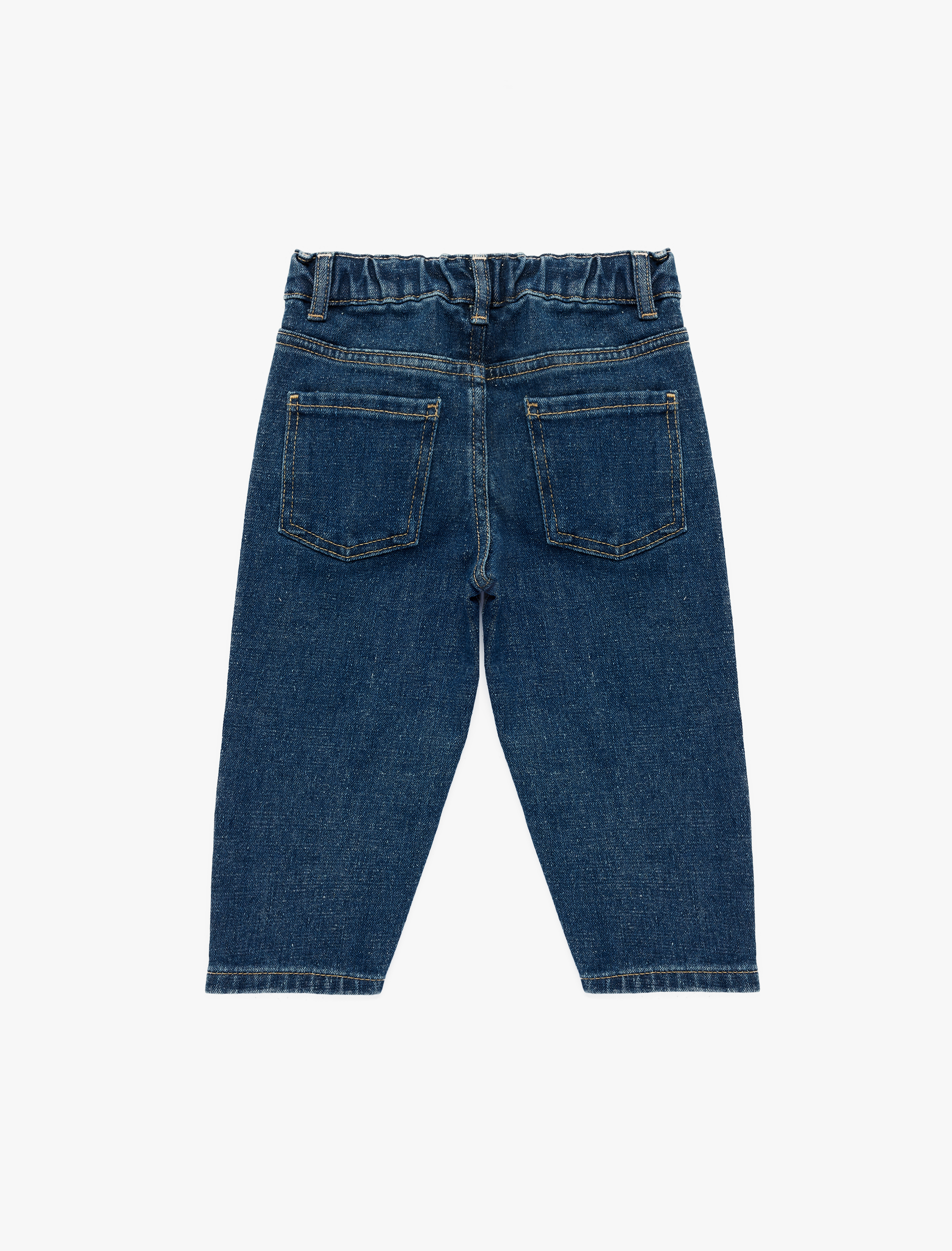  Erkek Bebek Pamuklu Beli Lastikli Düğmeli Relax Fit Denim Pantolon