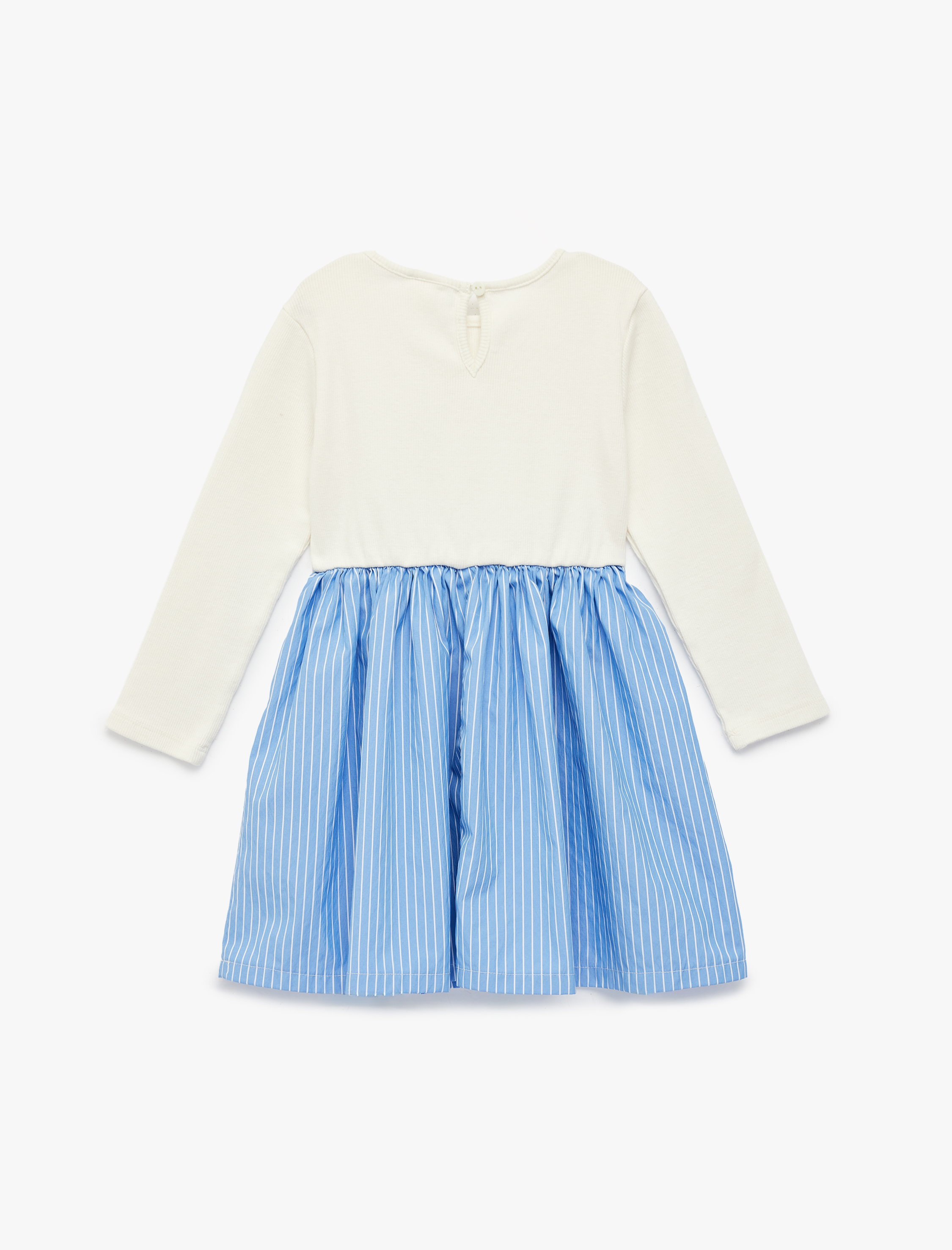  Kız Bebek Kalp Desenli Uzun Kollu Bisiklet Yaka Pamuklu Elbise