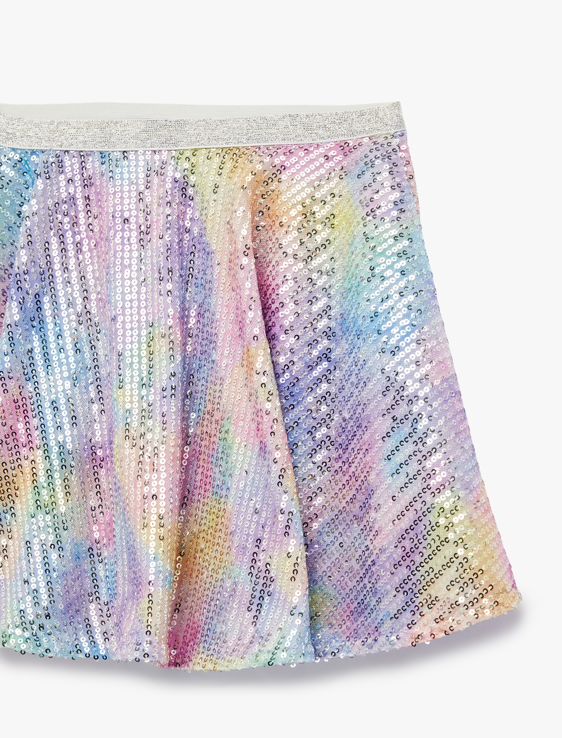  Kız Çocuk Beli Lastikli Pullu Payetli Kloş Etek