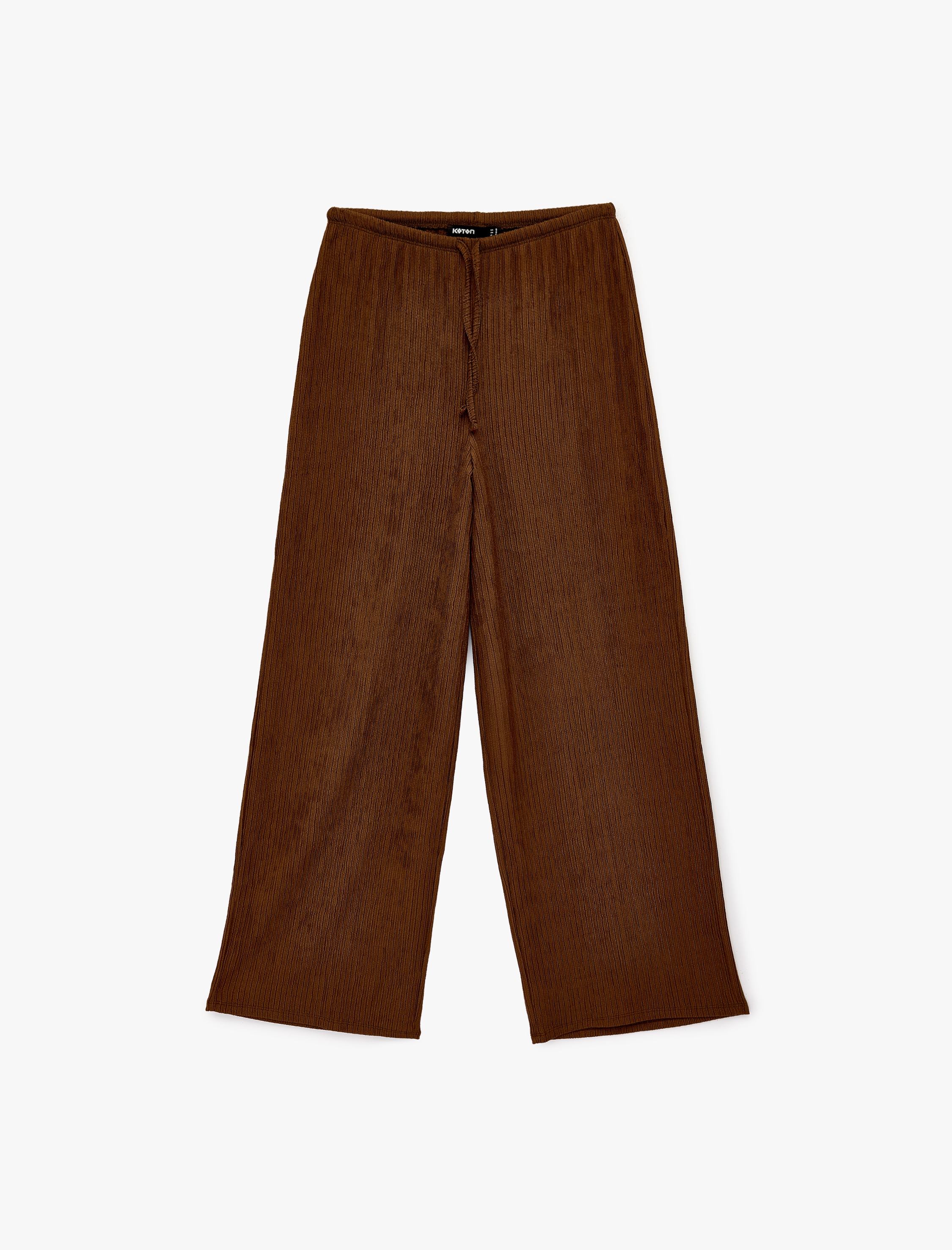   Bürümcük Kumaş Beli Bağcıklı Geniş Paça Bol Pantolon