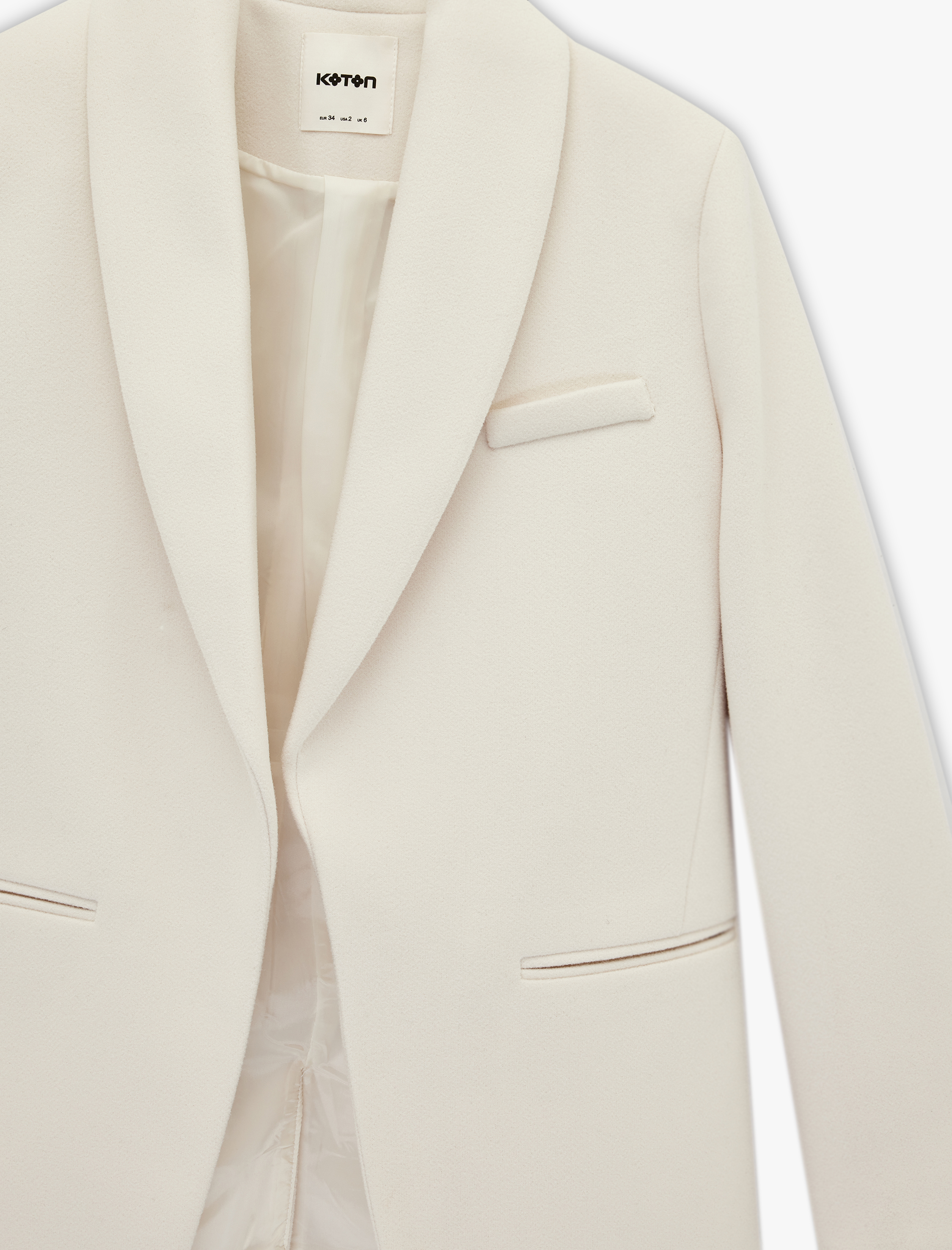   Uzun Kollu Arkası Bağlama Detaylı Kruvaze Kaşe Blazer Ceket