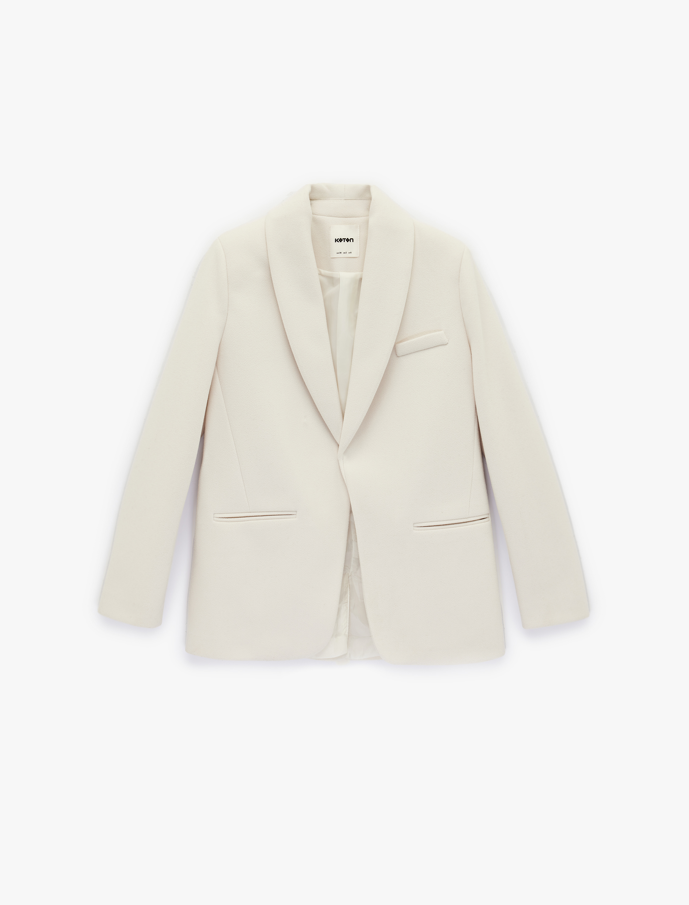   Uzun Kollu Arkası Bağlama Detaylı Kruvaze Kaşe Blazer Ceket