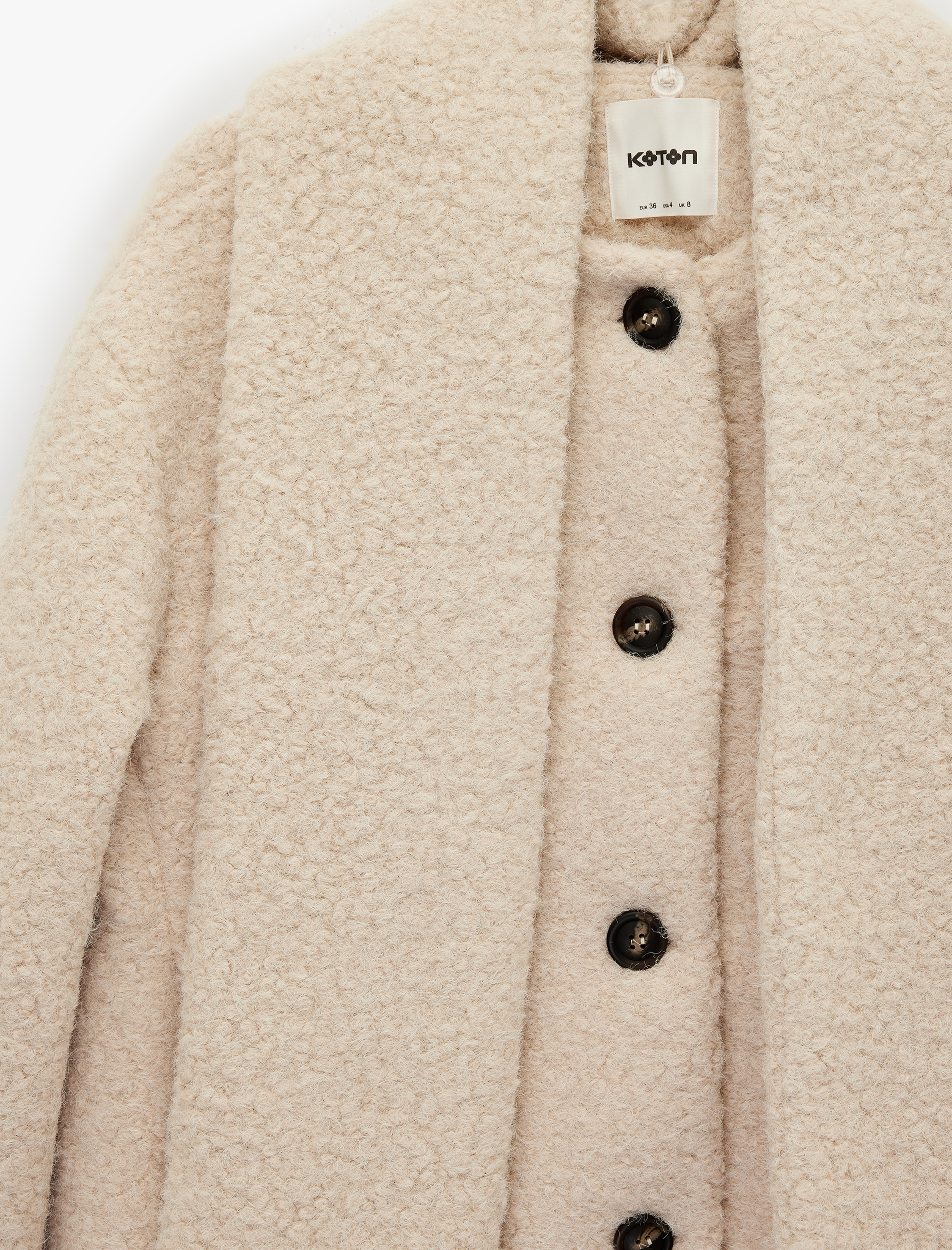   Düğmeli Cepli Uzun Kollu Kısa Atkılı Peluş Mont