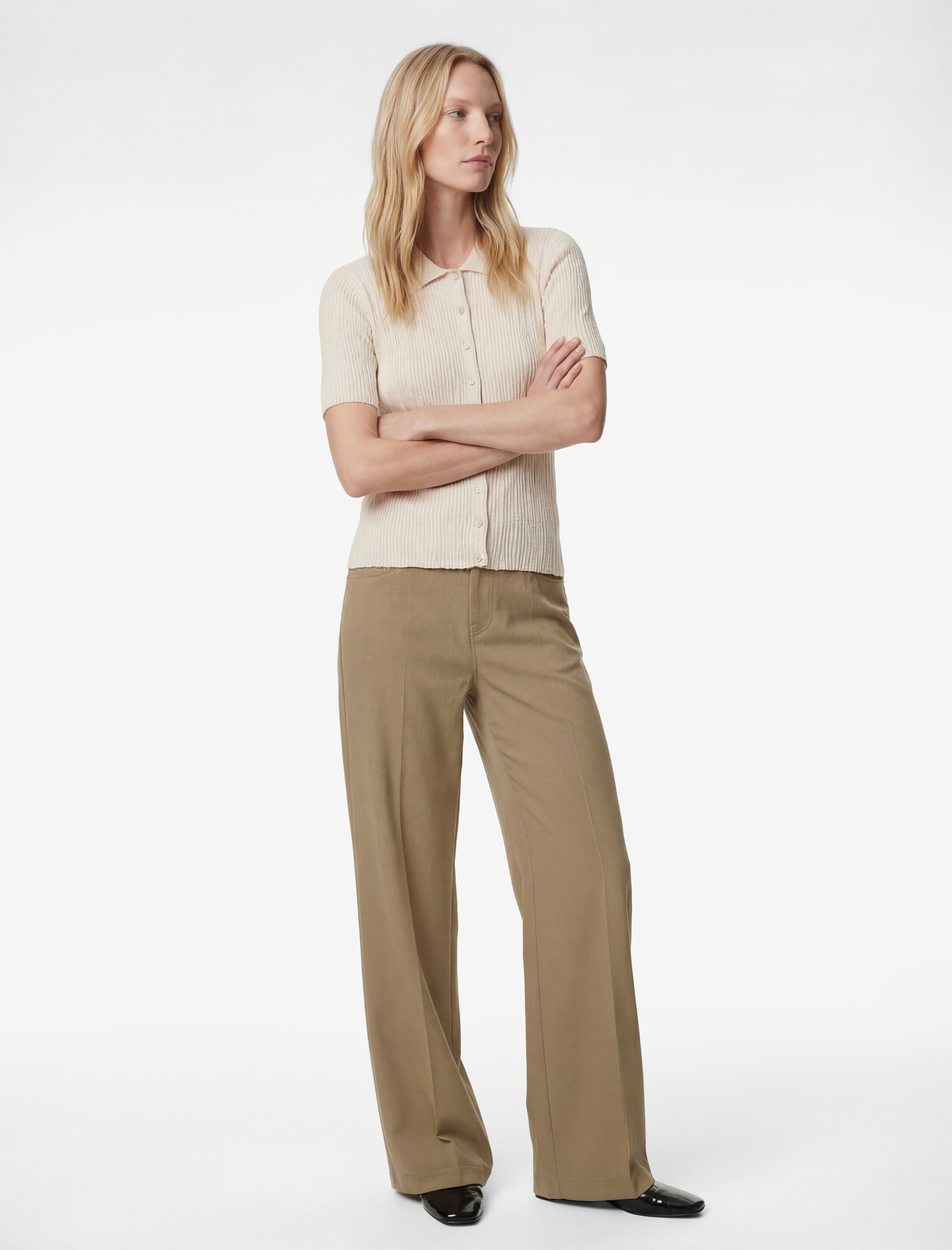   Kısa Kollu Viskon Karışımlı Düğmeli Polo Yaka Kazak