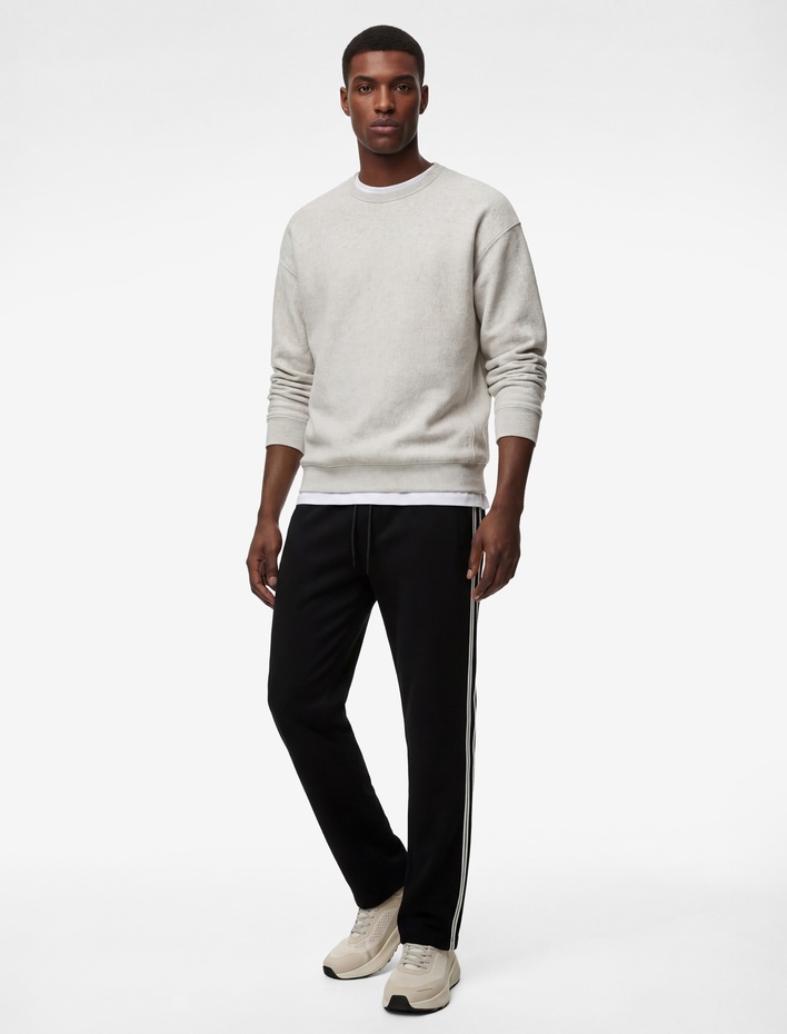  Rahat Kalıp Çizgi Detaylı Beli Bağcıklı Spor Eşofman Altı