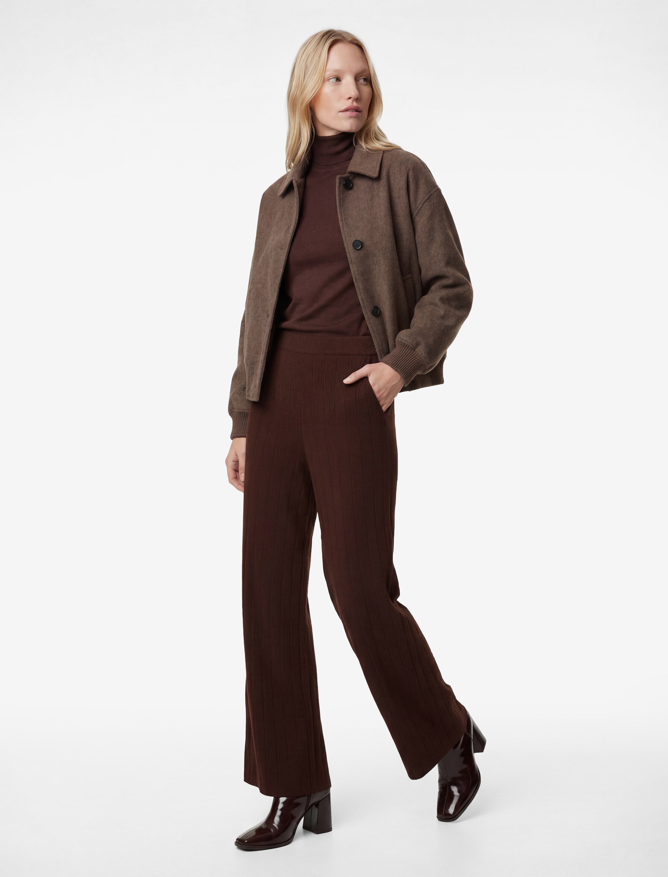   Normal Bel Uzun Düz Geniş Paça Pantolon