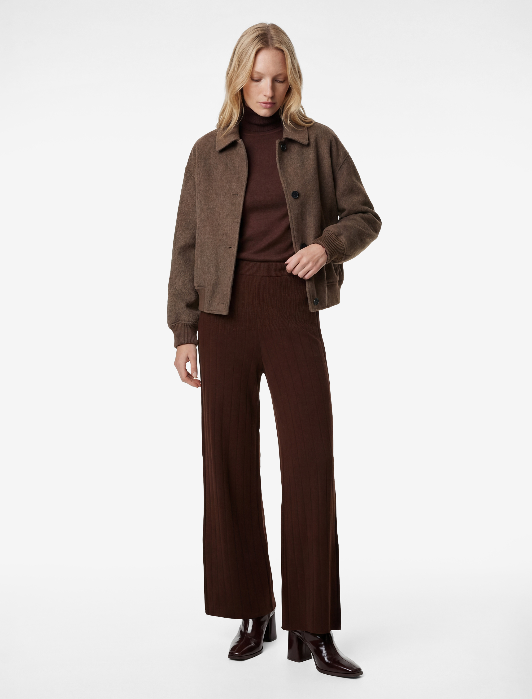   Normal Bel Uzun Düz Geniş Paça Pantolon