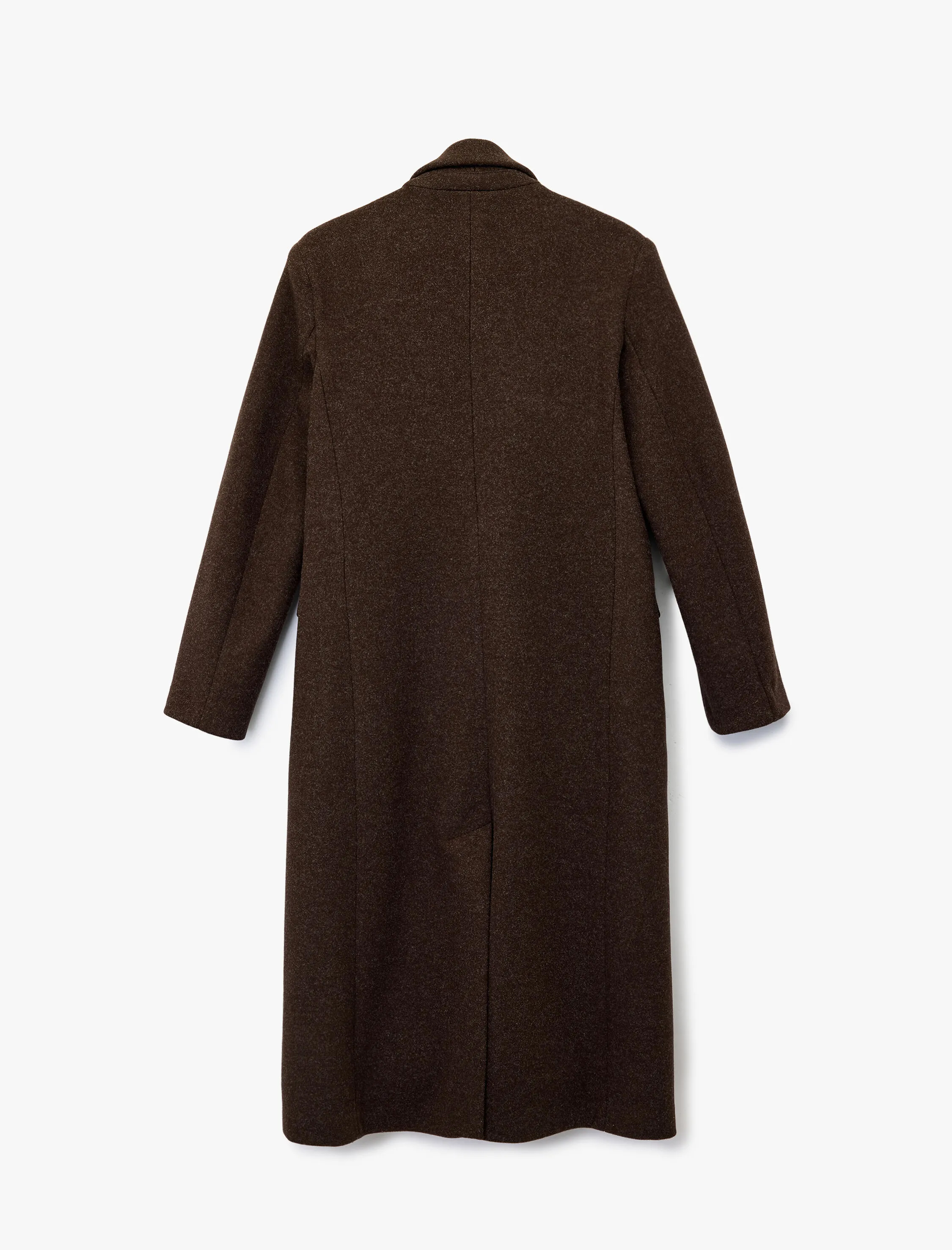   Uzun Kollu Düğmeli Cepli Uzun Kaşe Kaban