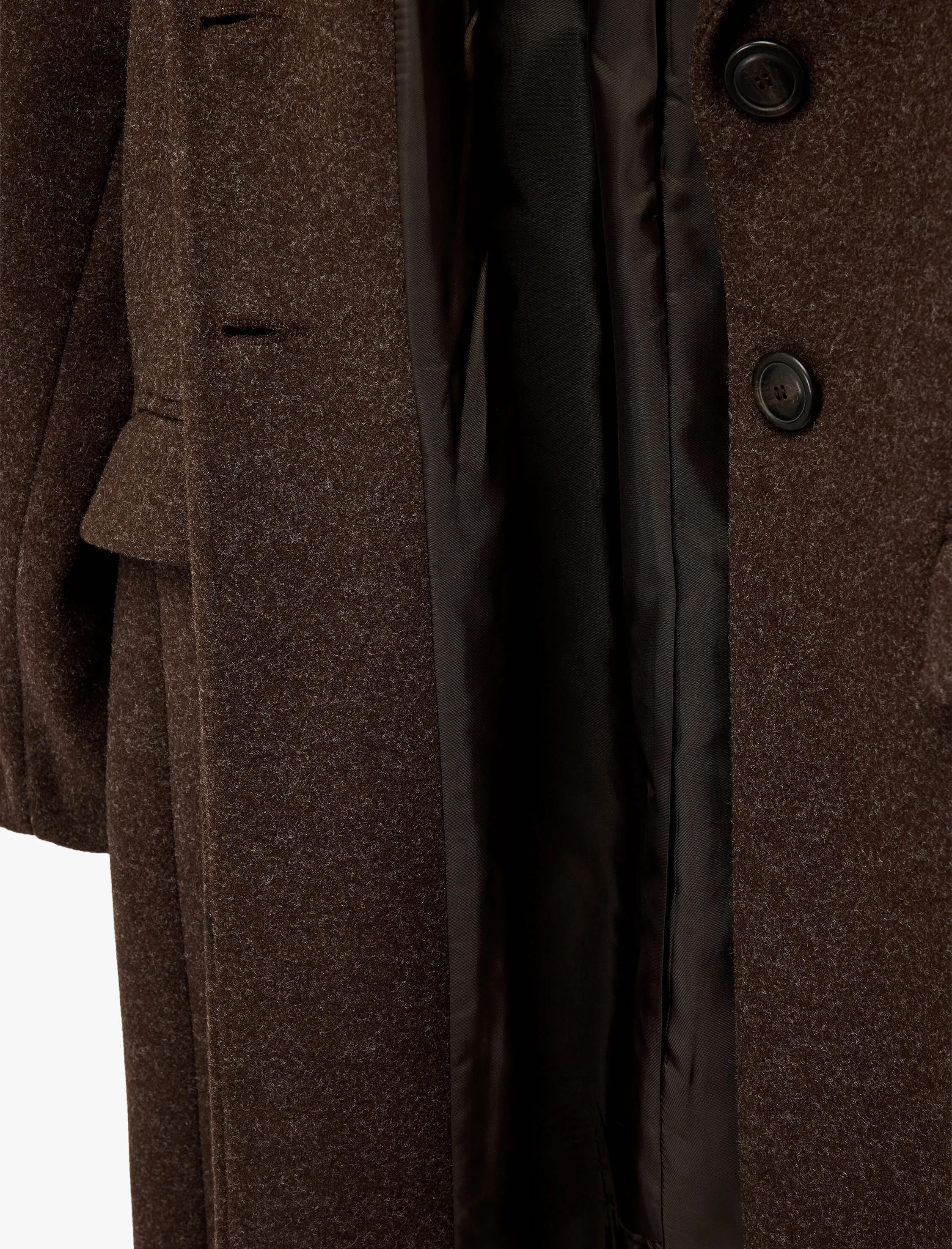   Uzun Kollu Düğmeli Cepli Uzun Kaşe Kaban