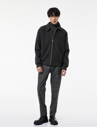 Regular Fit Viskon Karışımlı Cepli Düğmeli Kareli Kumaş Pantolon