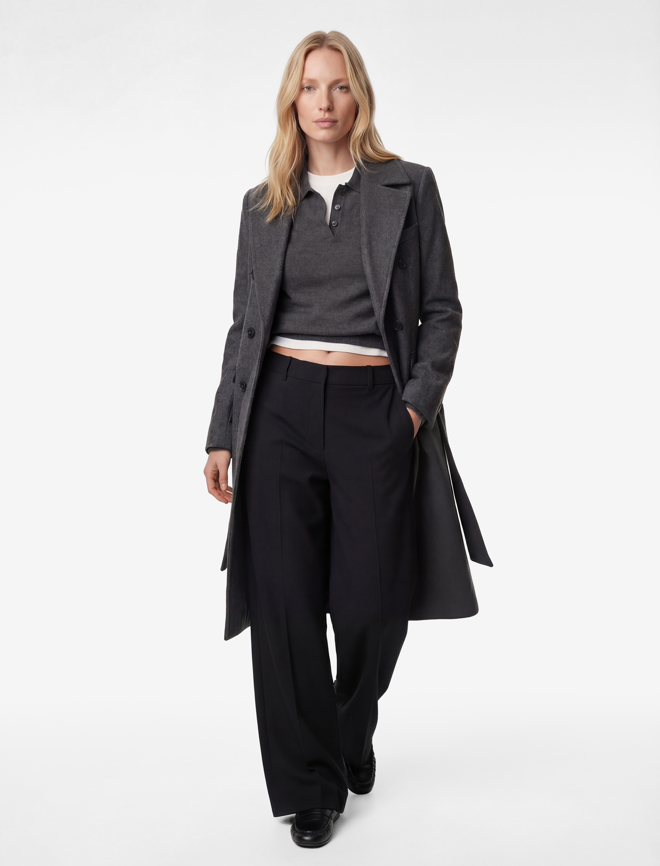   Trenç Kaban Uzun Kollu Cepli Kruvaze Kemerli