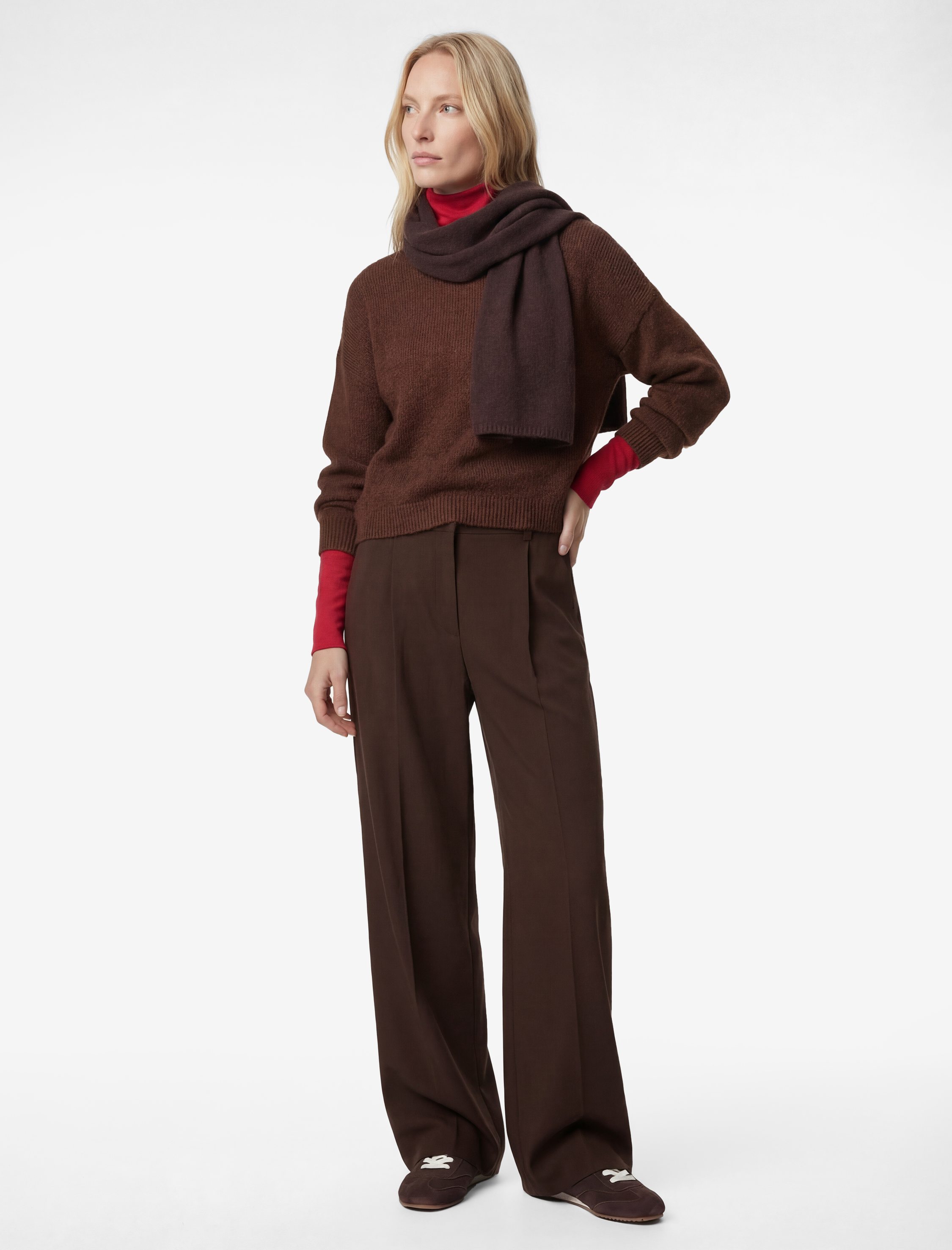   Bağlama Detaylı Cepli Geniş Paça Kumaş Pantolon