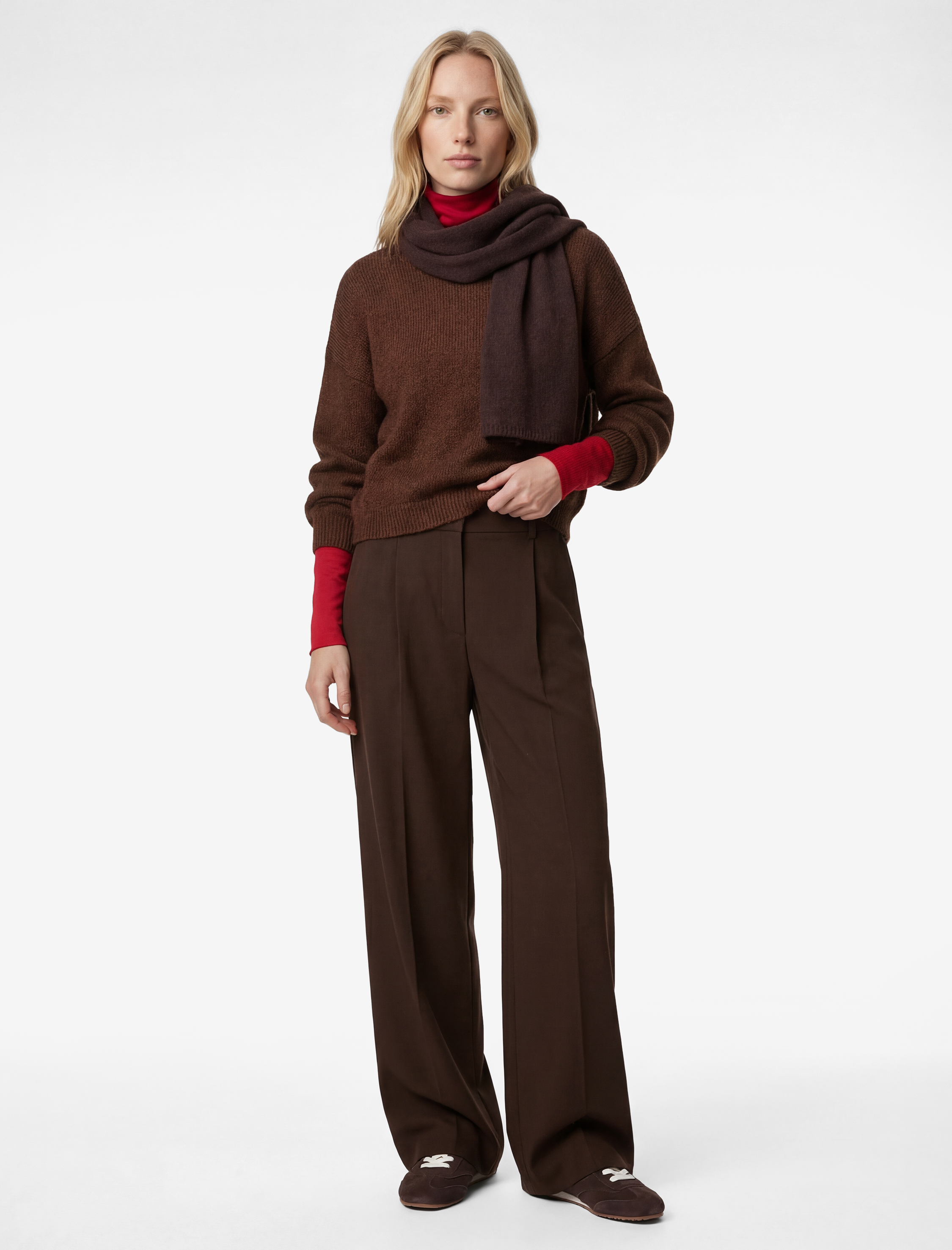   Bağlama Detaylı Cepli Geniş Paça Kumaş Pantolon