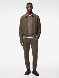 Beli Bağcıklı Düğmeli Pike Kumaş Cep Detaylı Duble Paça Slim Fit Pantolon