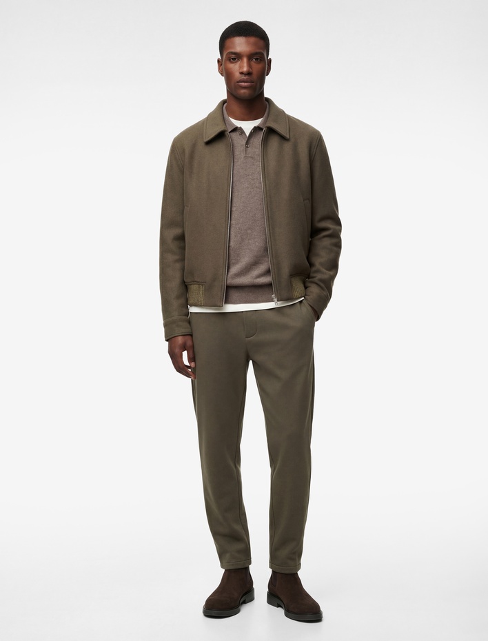  Beli Bağcıklı Düğmeli Pike Kumaş Cep Detaylı Duble Paça Slim Fit Pantolon