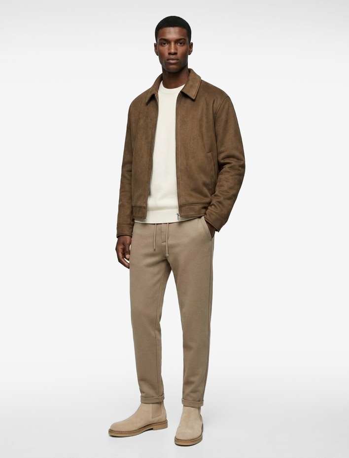  Beli Bağcıklı Düğmeli Pike Kumaş Cep Detaylı Duble Paça Slim Fit Pantolon