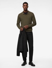 Polo Yaka Düğme Detaylı Uzun Kollu Kışlık Triko Kazak