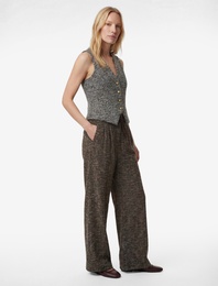 Desenli Kemer Detaylı Cepli Dokulu Pantolon