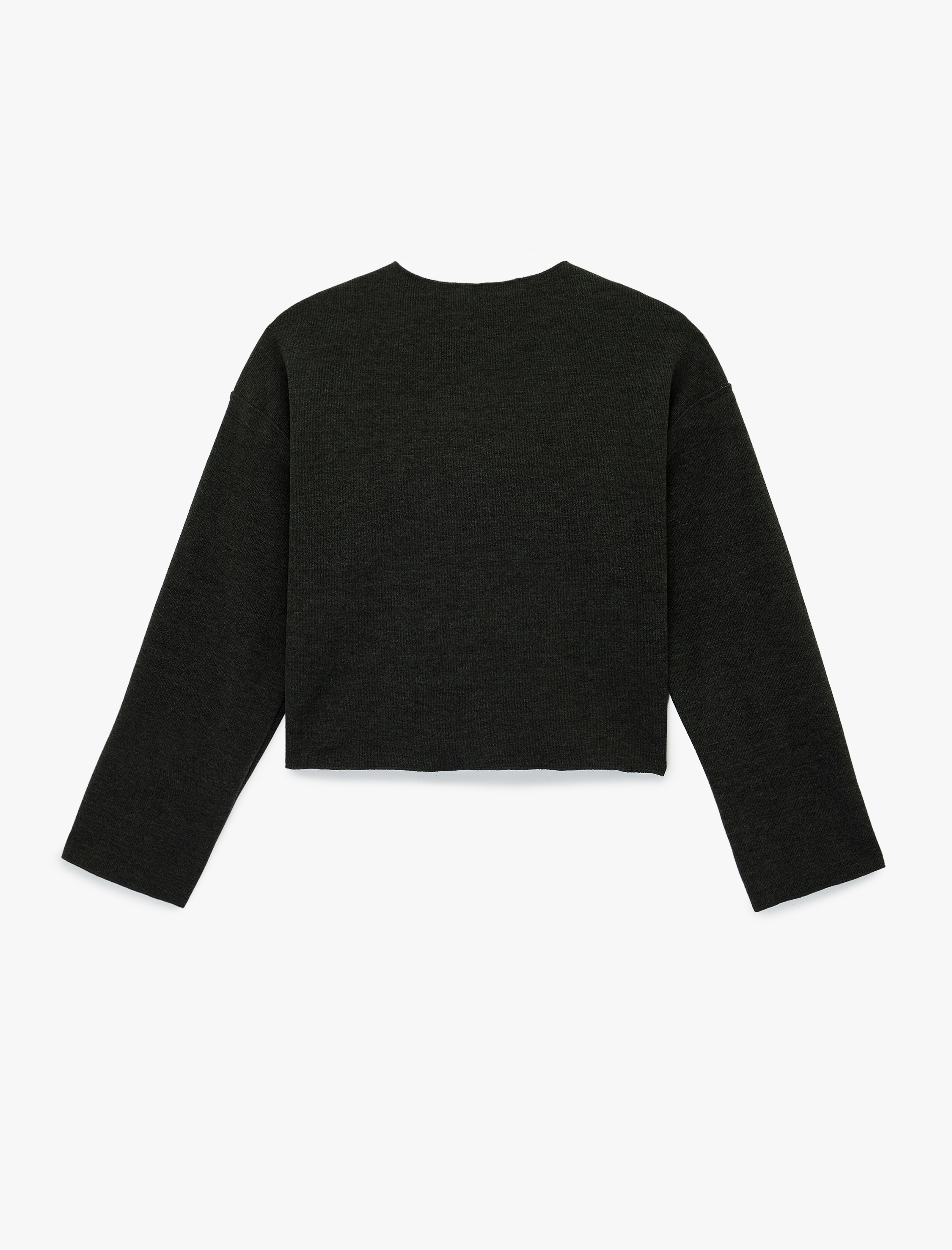   Uzun Kollu Düğmeli Bisiklet Yaka Triko Hırka